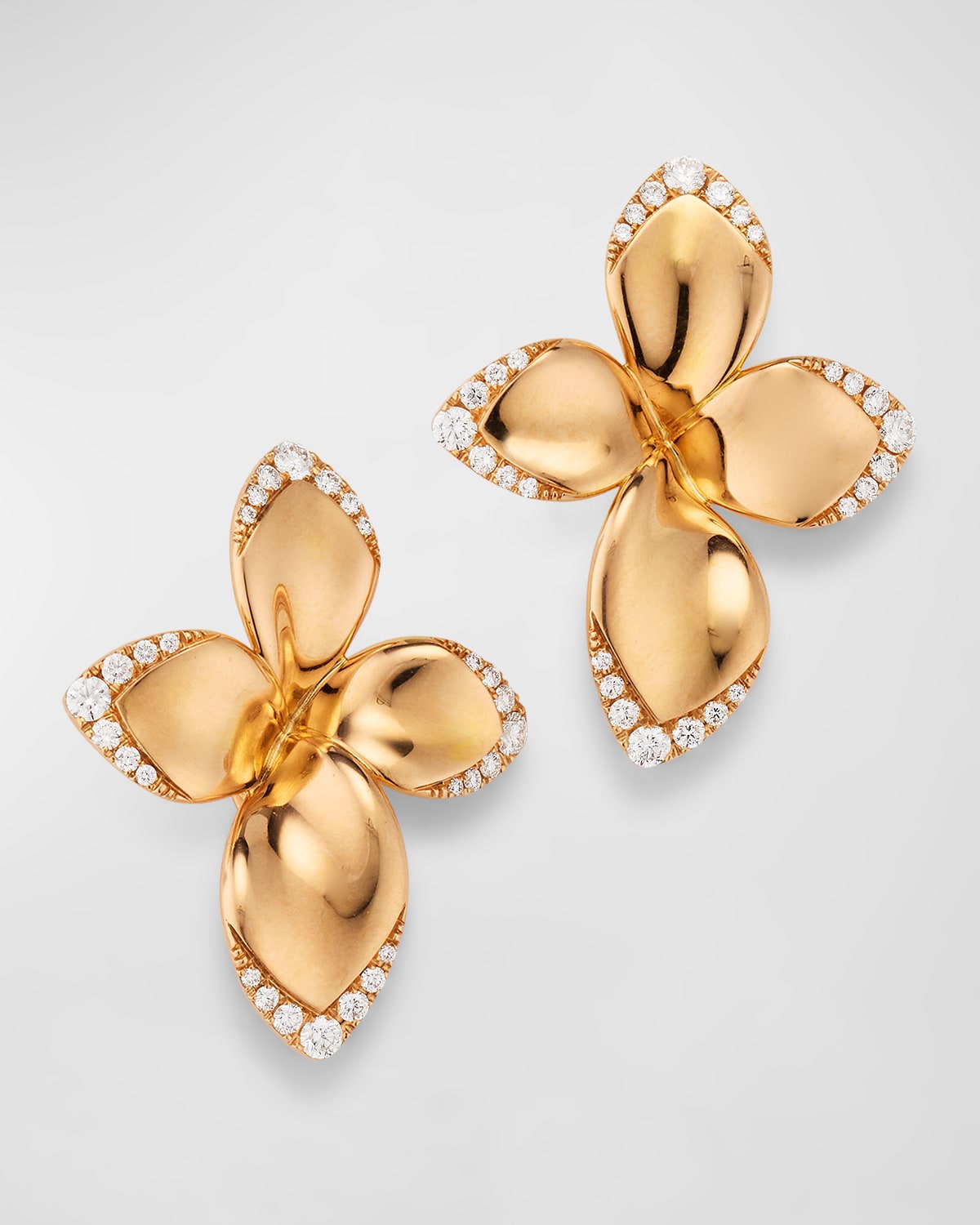 Giardini Segreti 18k Rose Gold Diamond Flower Earrings