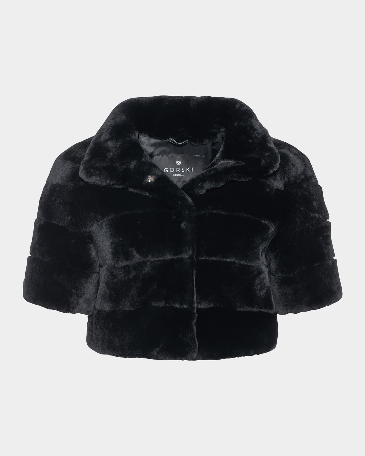 Gorski Horizontal Lamb Shearling Short-sleeve Bolero Jacket In Black