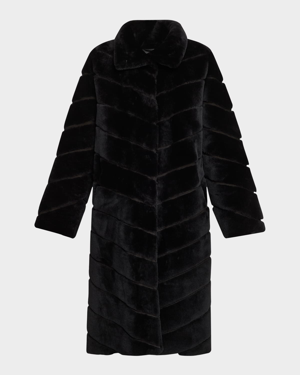 Gorski Reversible Chevron Lamb Shearling Coat In Black