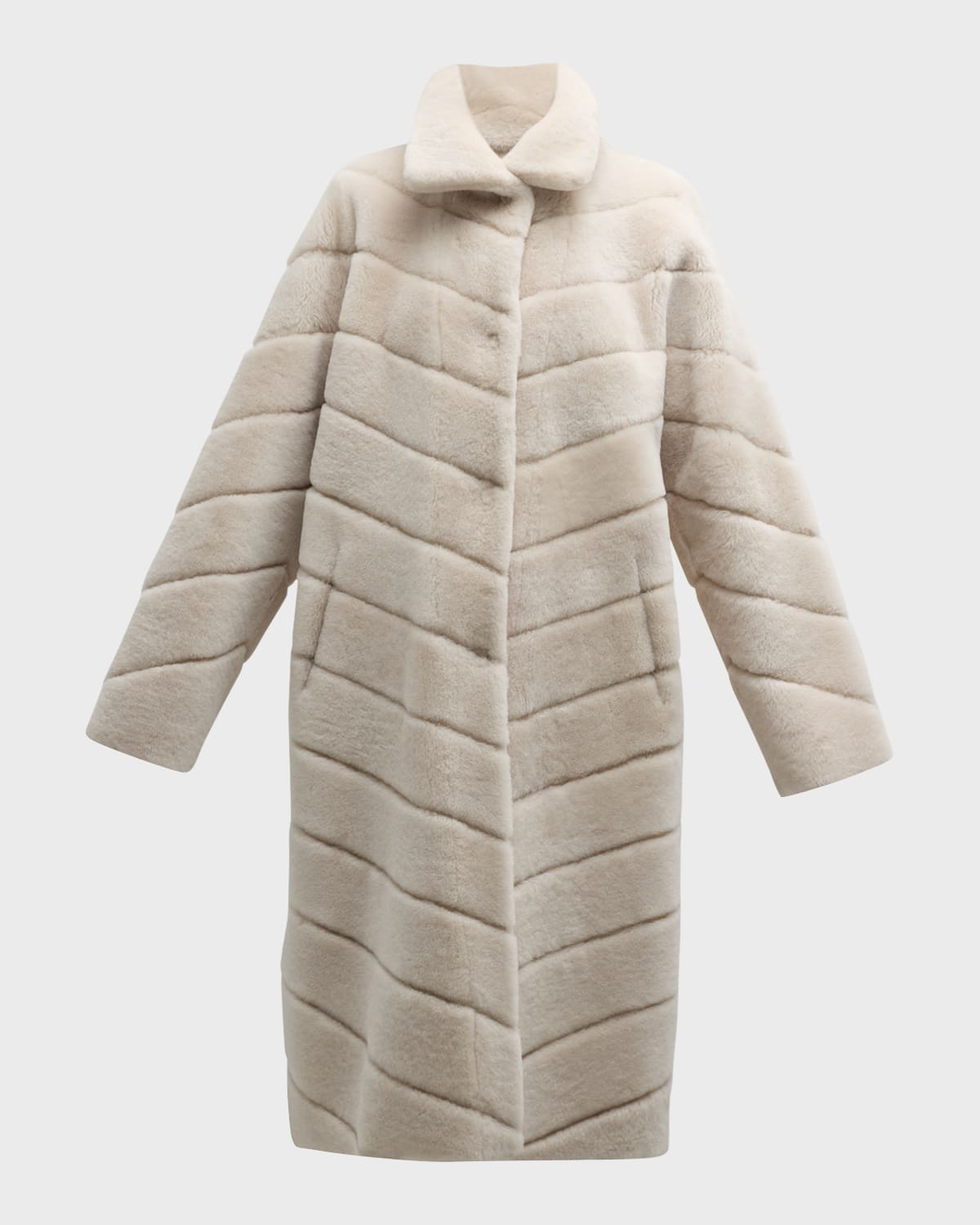 Gorski Reversible Chevron Lamb Shearling Coat In Cream