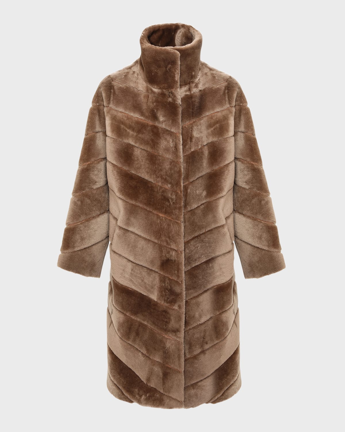 Reversible Chevron Lamb Shearling Coat