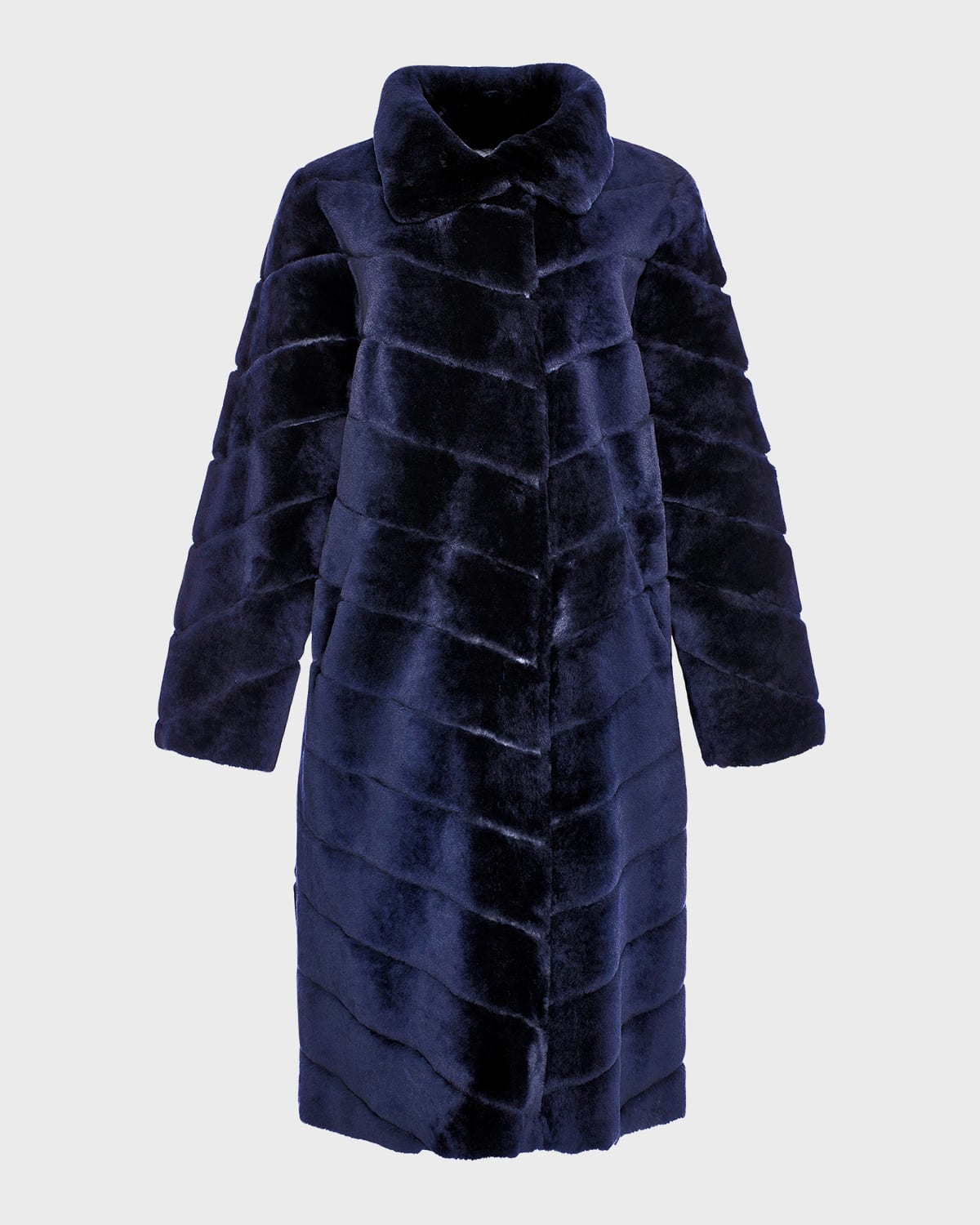 Gorski Reversible Chevron Lamb Shearling Coat In Navy