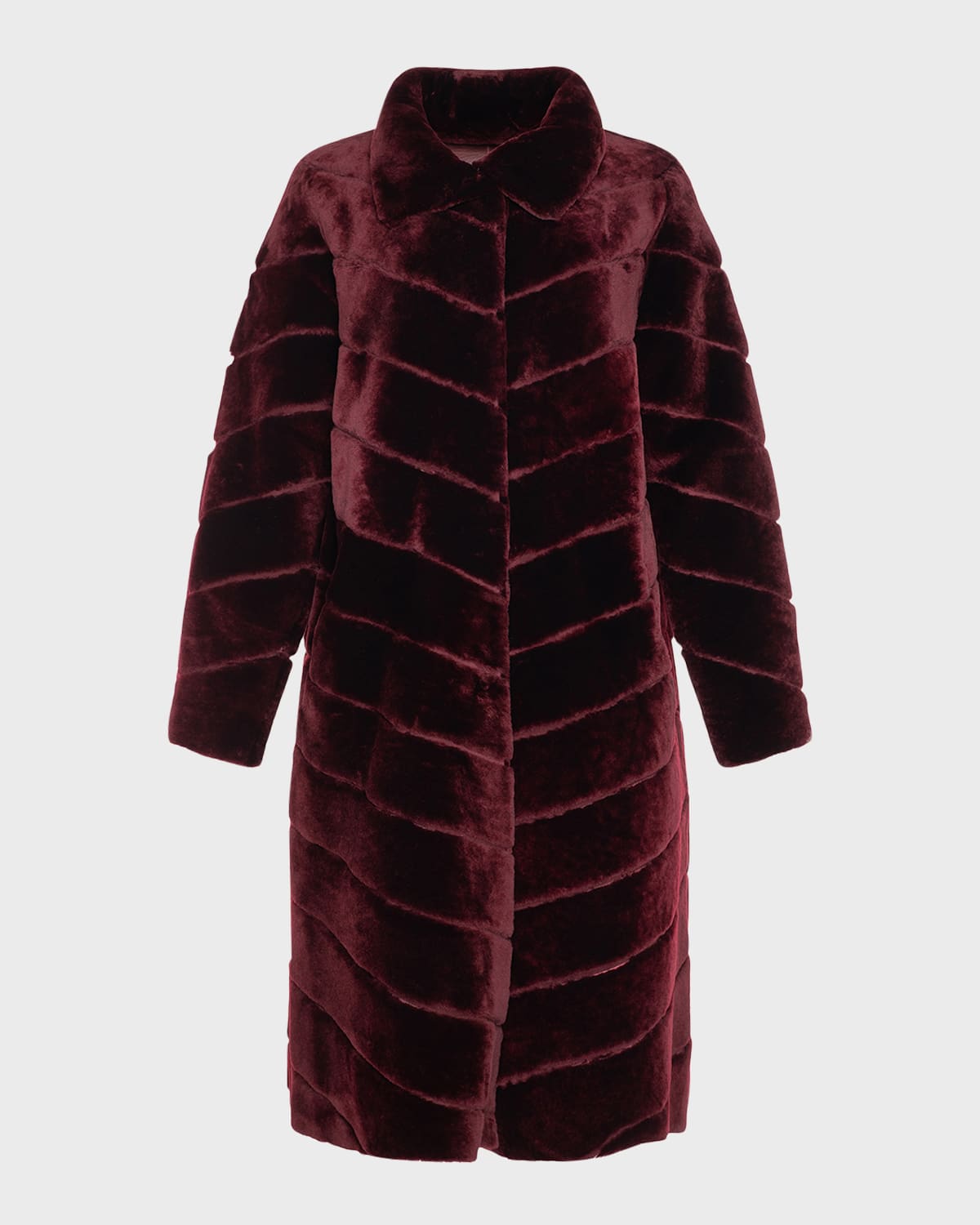 Gorski Reversible Chevron Lamb Shearling Coat In Burgandy