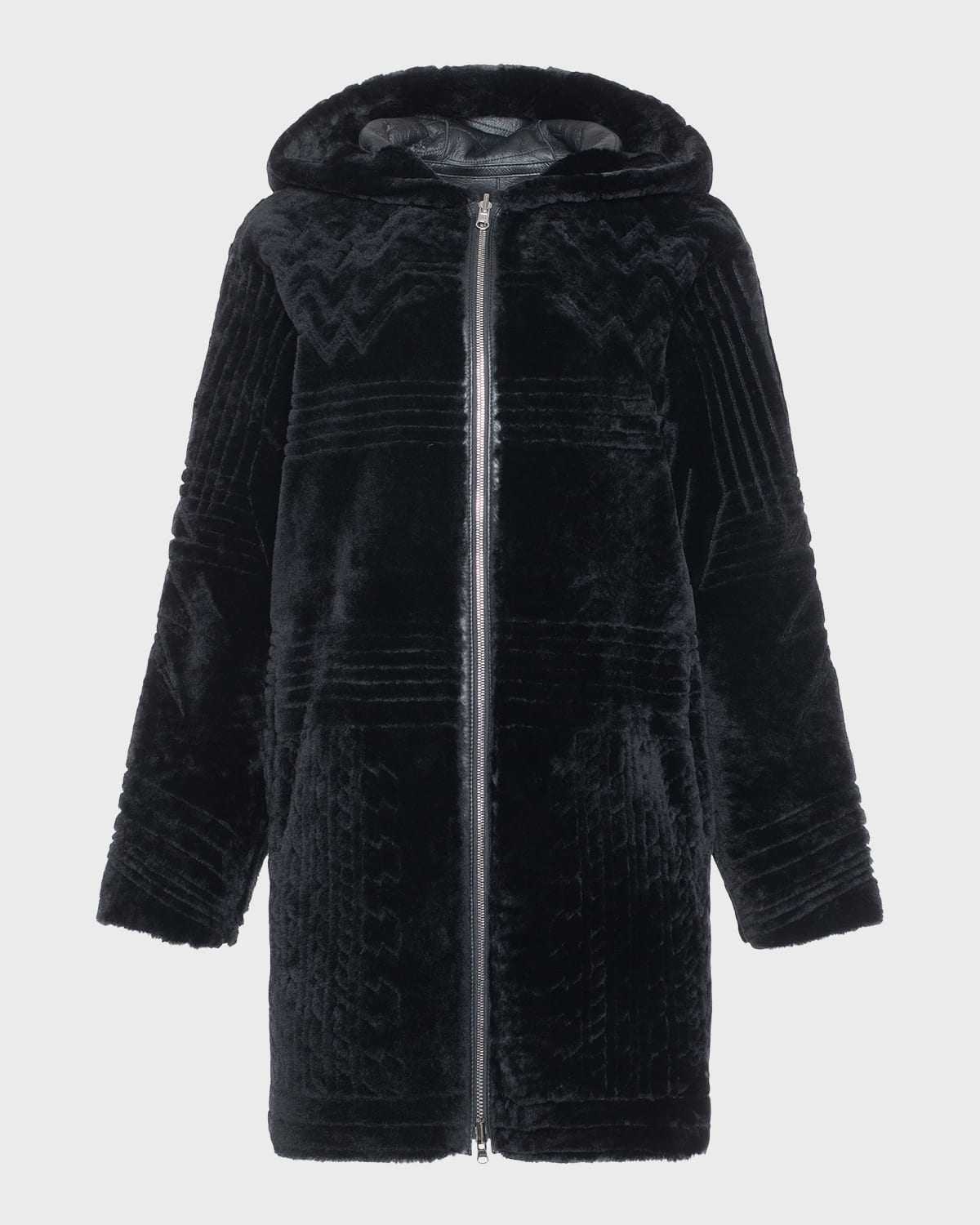 Gorski Reversible Shearling Parka With Pattern In Black