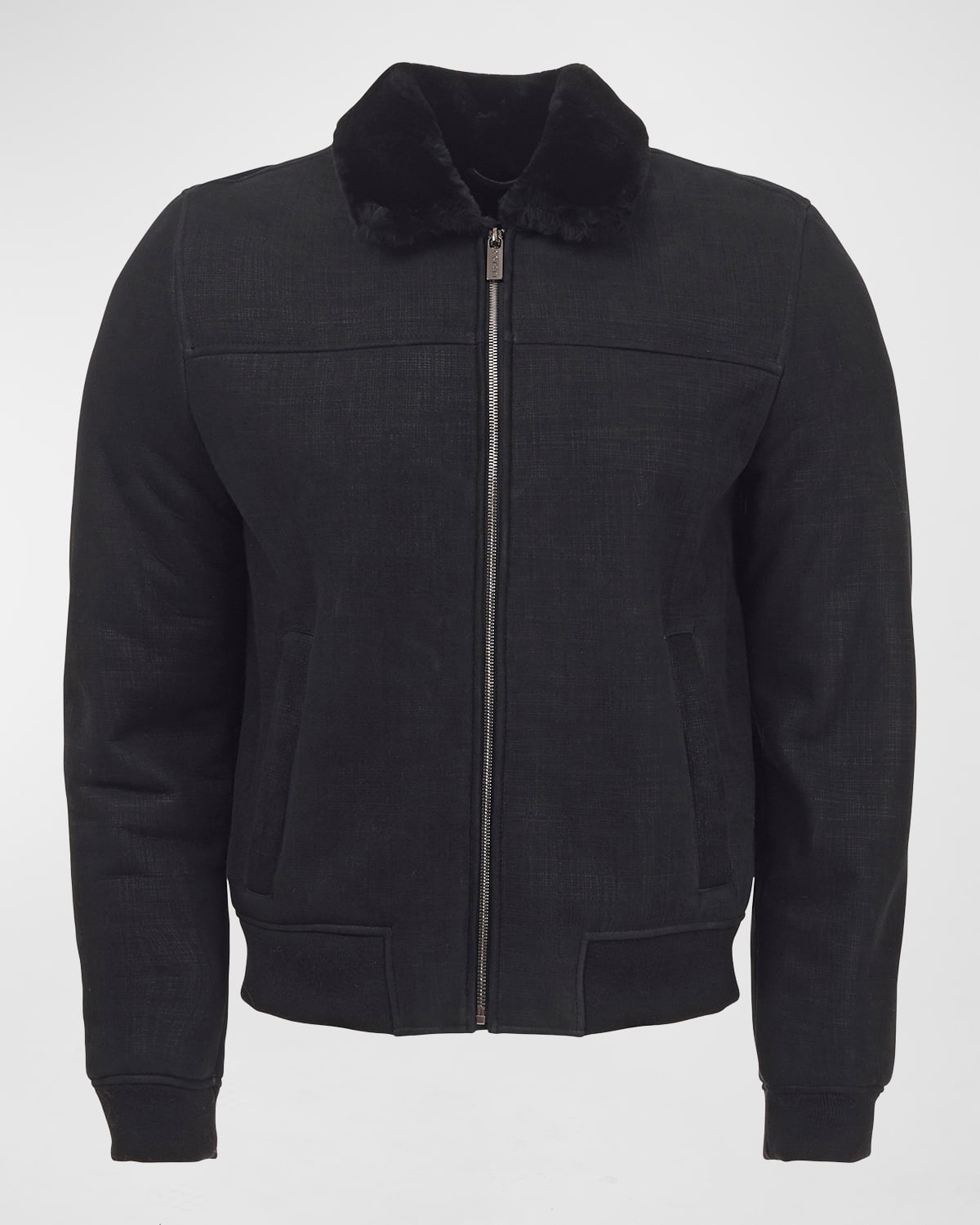 Gorski Merino Shearling Lamb Bomber Jacket In Black Pattern