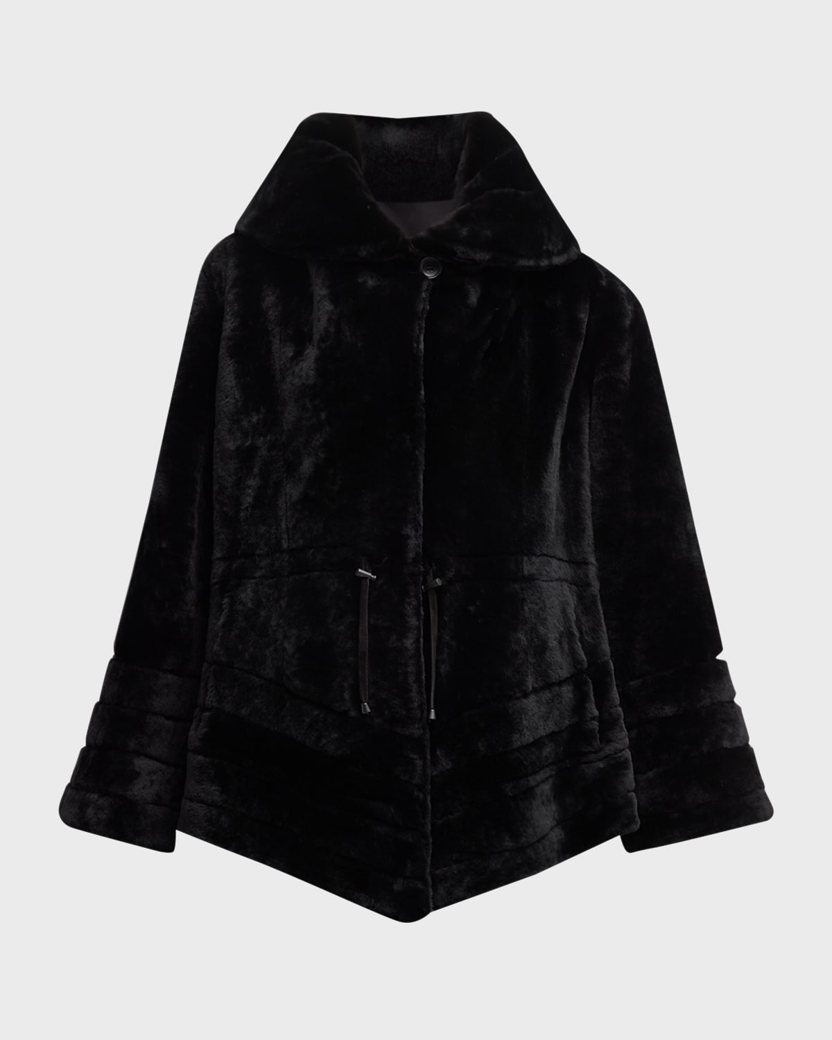 Gorski Horizontal-hem Lamb Shearling Hooded Reversible Jacket In Black
