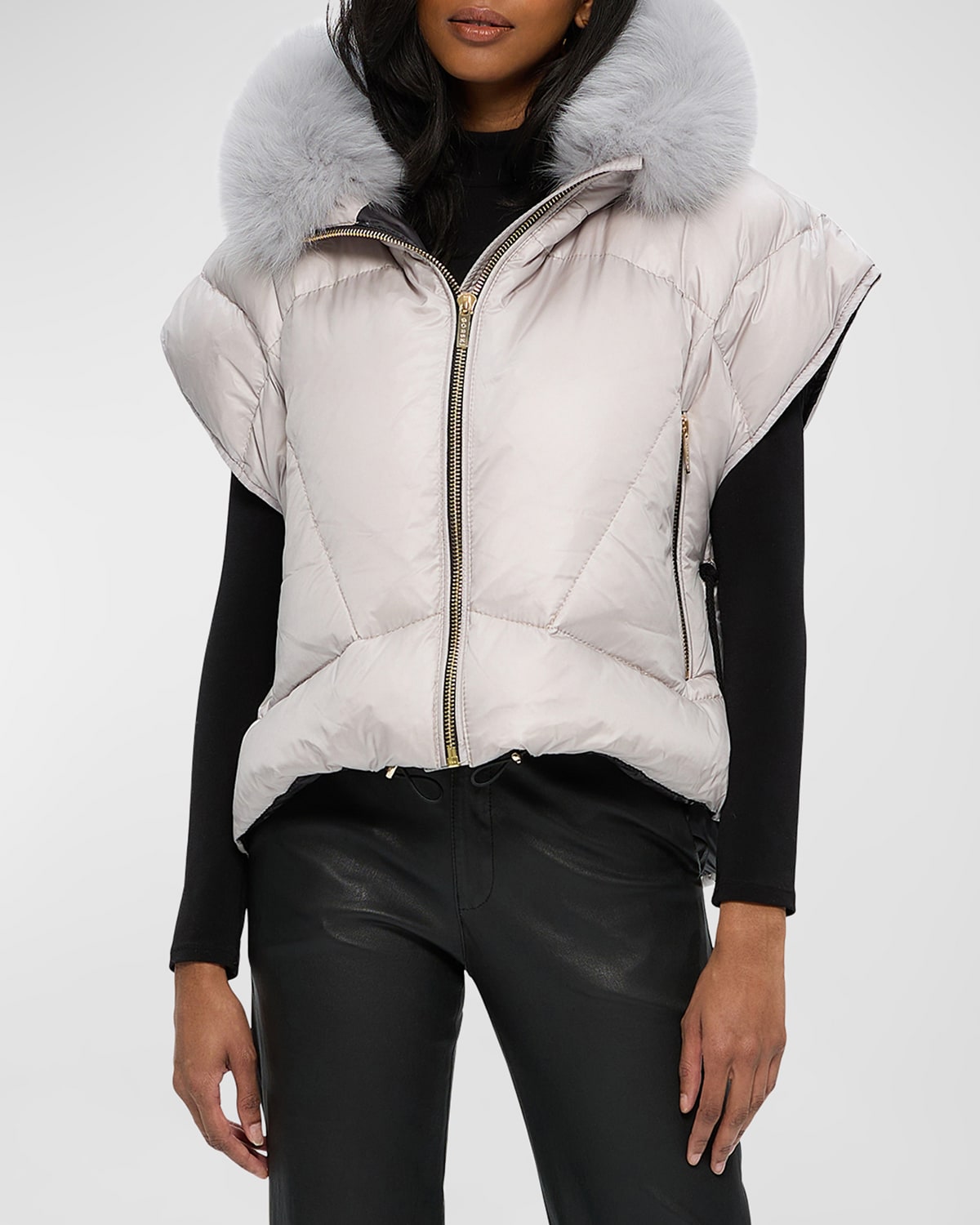 Apres-Ski Down Filled Vest With Detachable Toscana Lamb Hood Trim