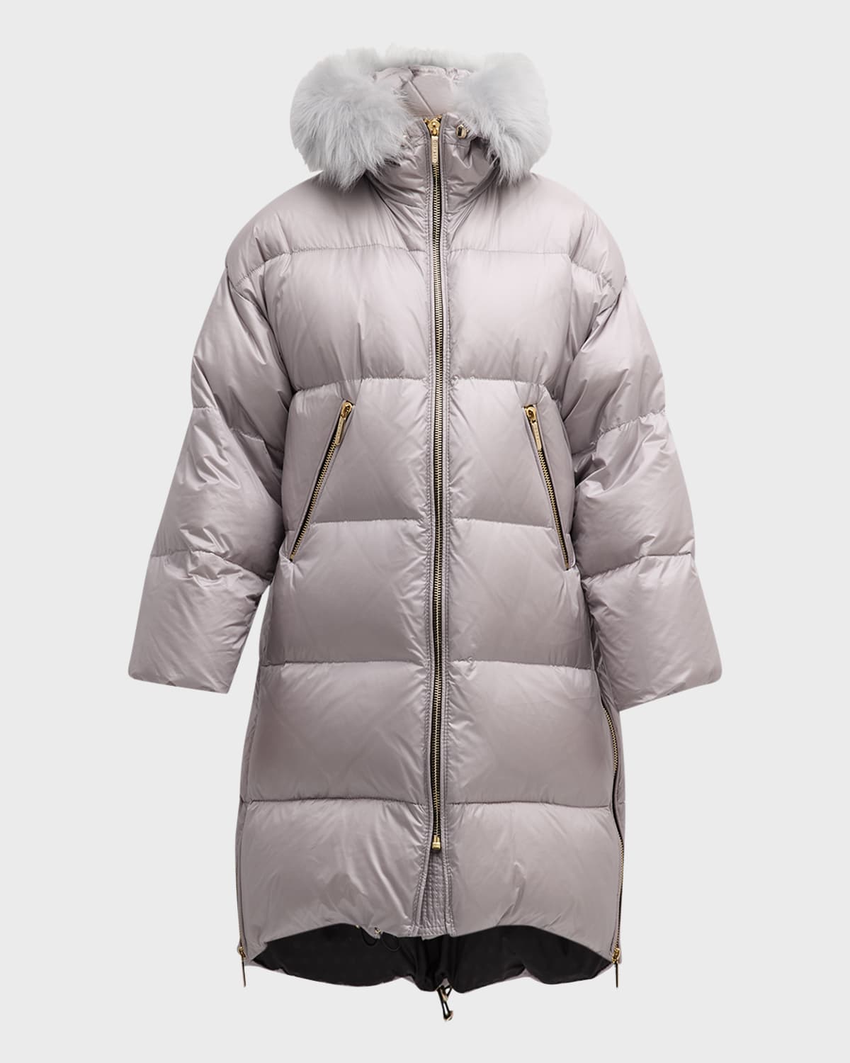 Gorski Apres-ski Jacket With Detachable Toscana Lamb Hood Trim In Gray