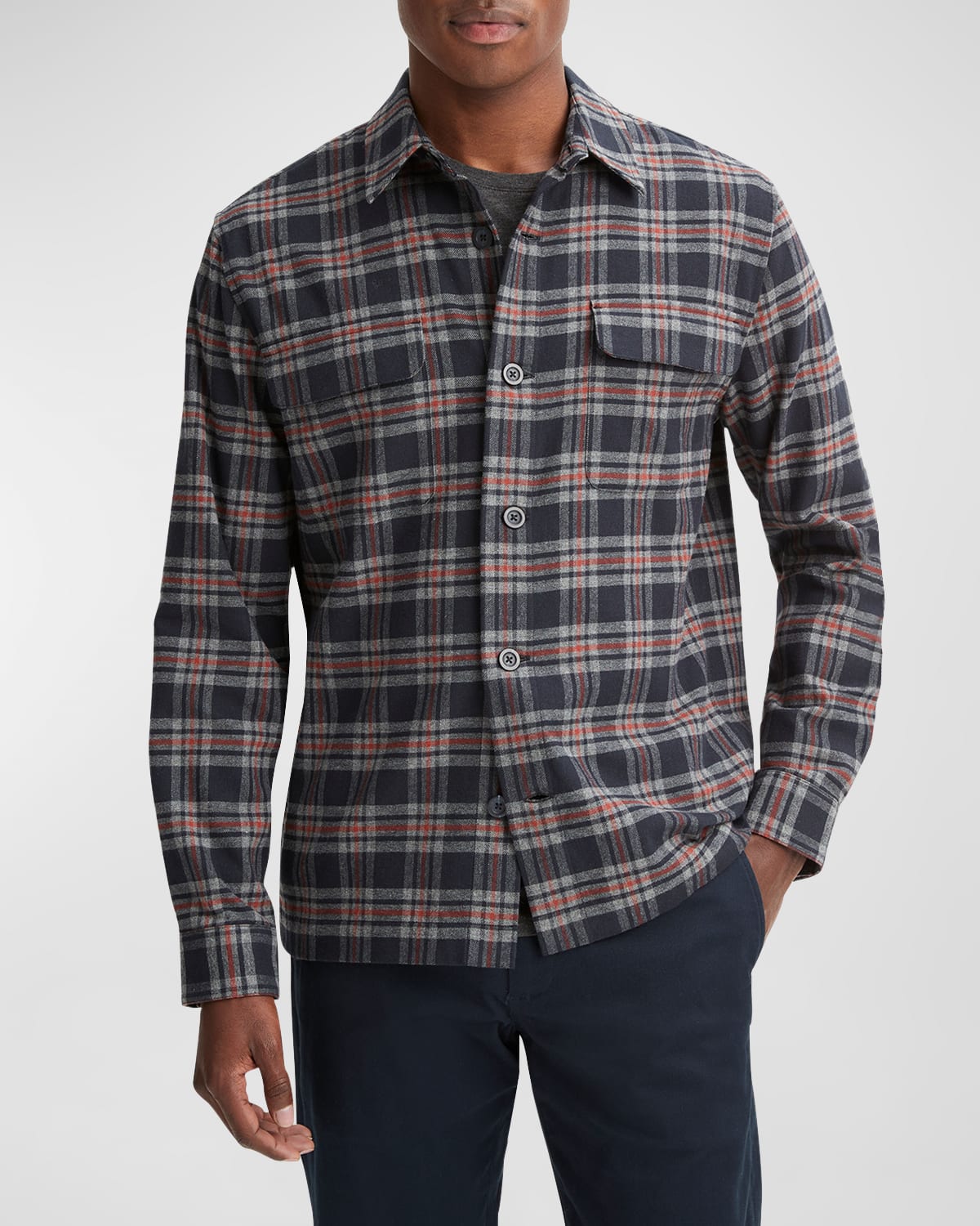 Vince Kingston Plaid Button-up Shirt In Coastalbrickman R