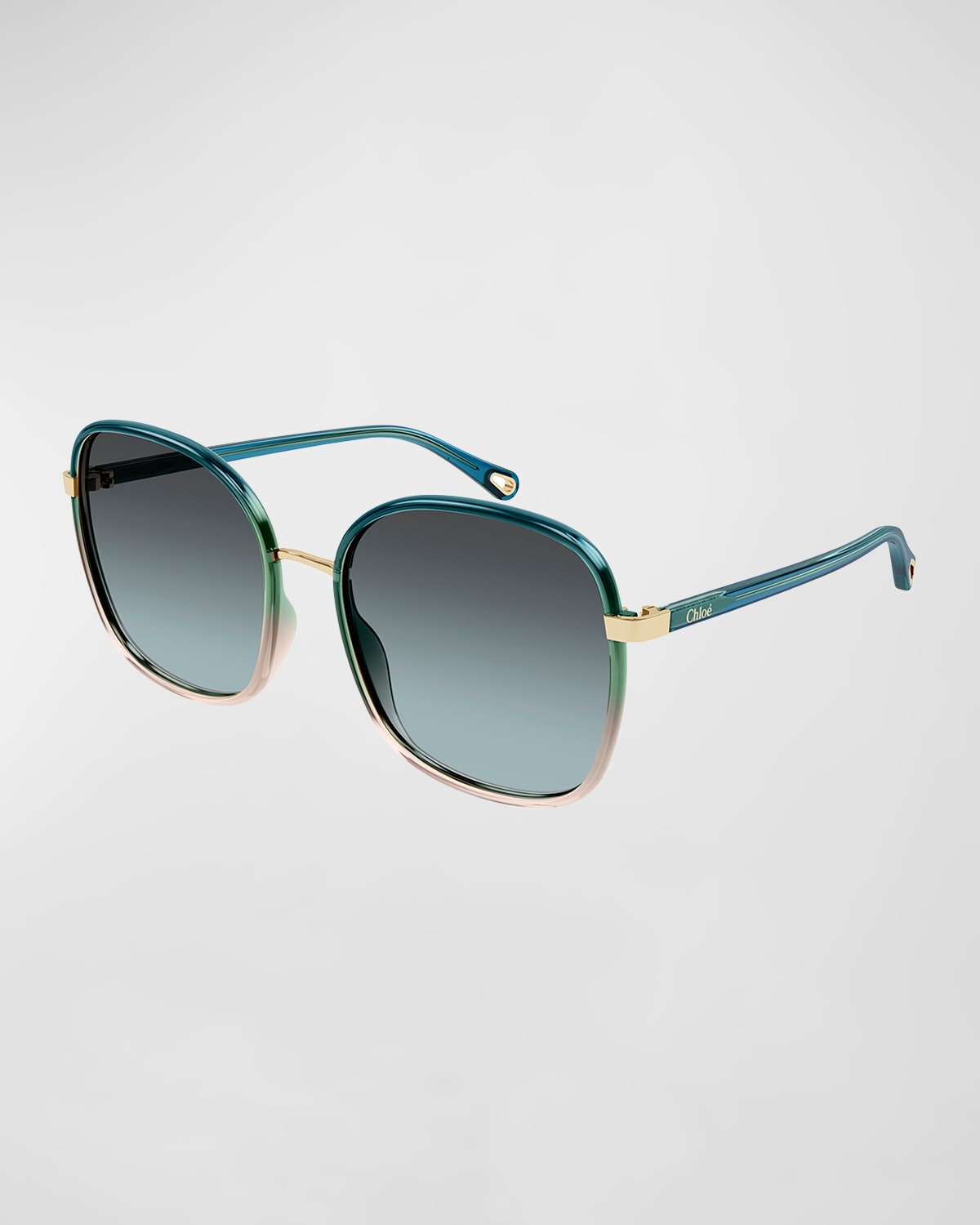 Chloé Acetate Rectangular Sunglasses In Green
