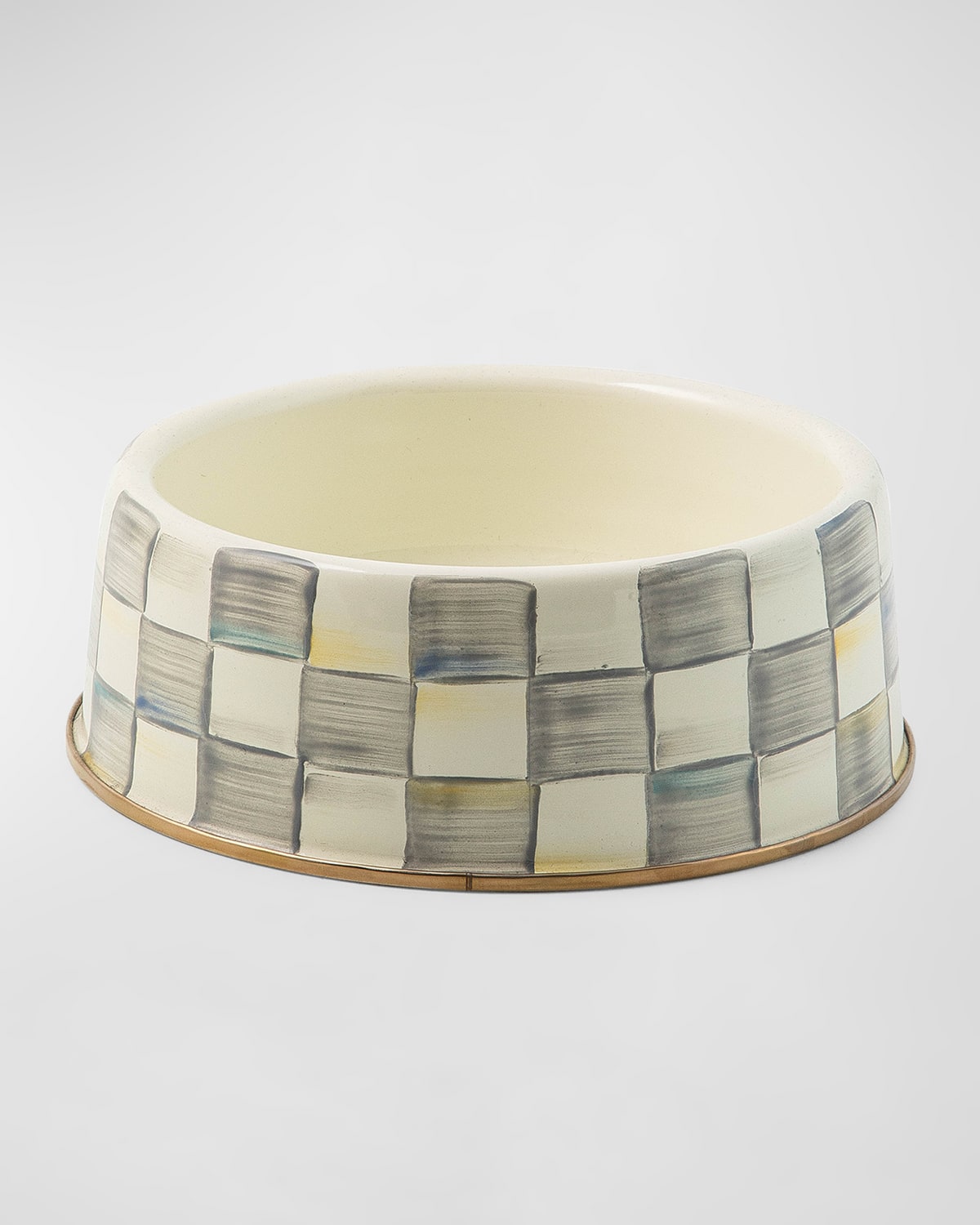 Mackenzie-childs Sterling Check Enamel Pet Dish, Large