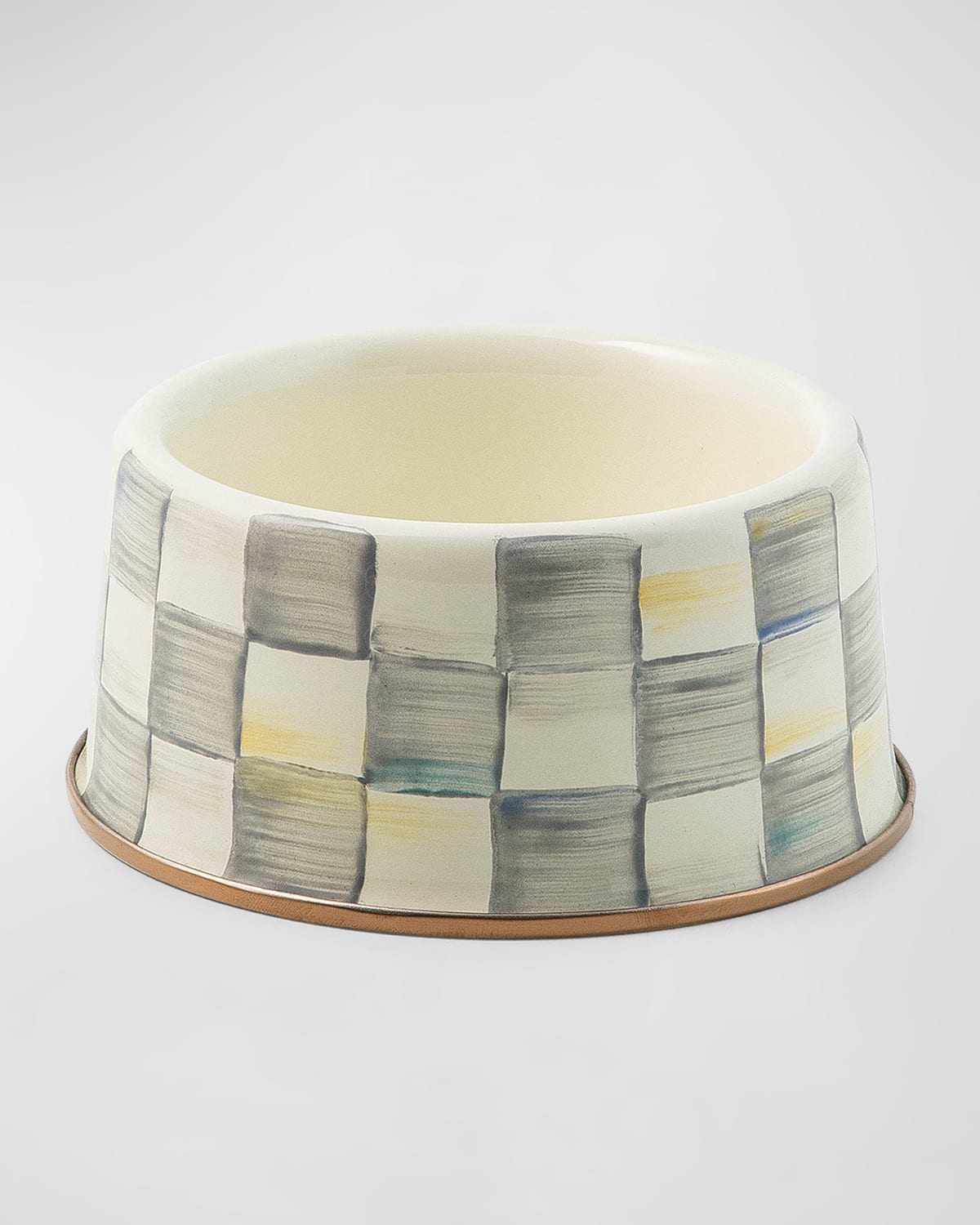 Mackenzie-childs Sterling Check Enamel Pet Dish, Medium