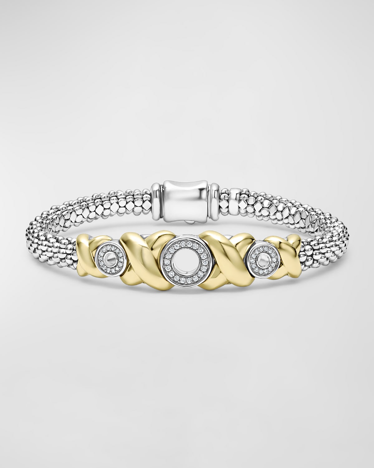 Lagos Embrace Xox Diamond Rope Bracelet In Silver