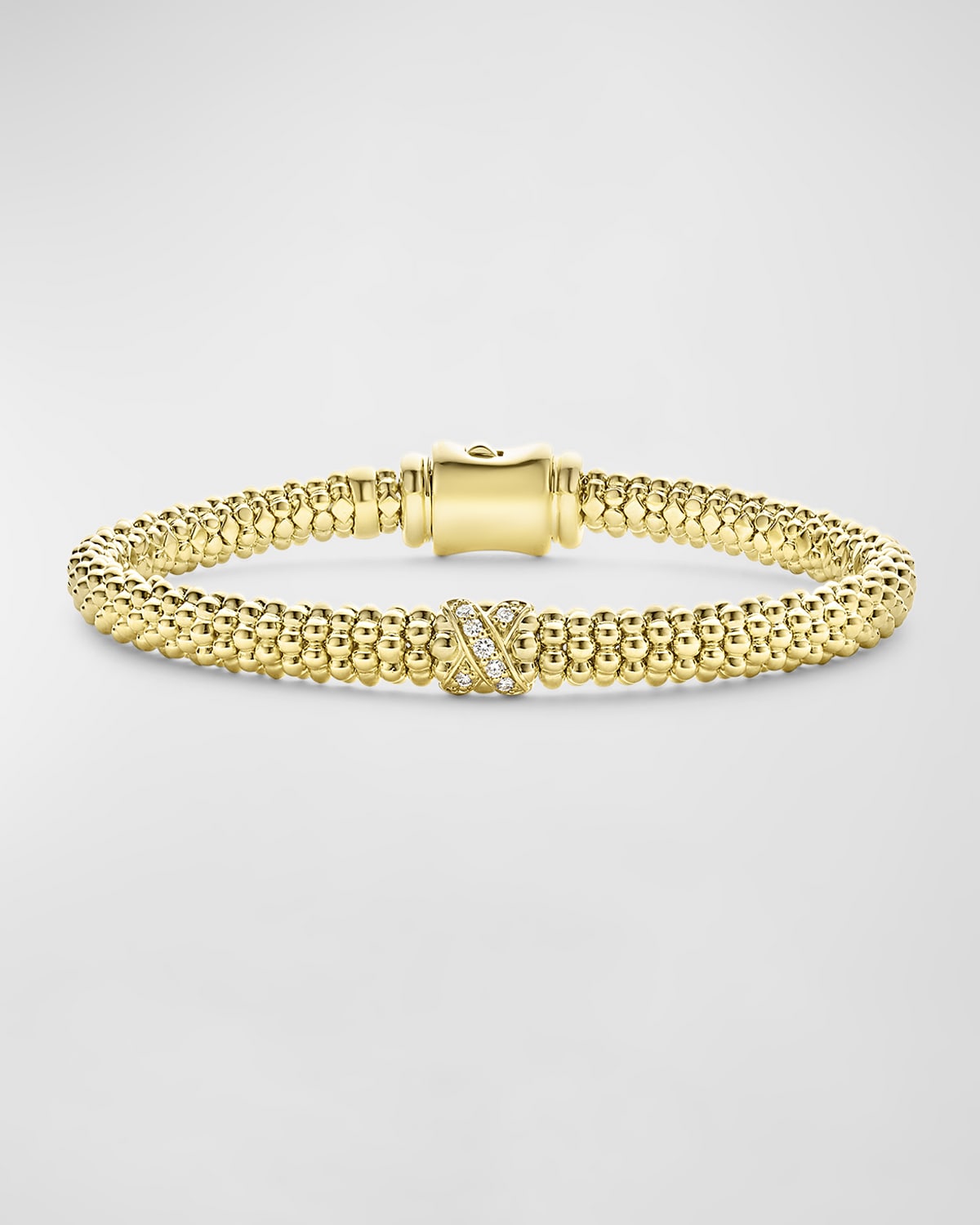 LAGOS 18K EMBRACE SINGLE X DIAMOND ROPE BRACELET, 6MM