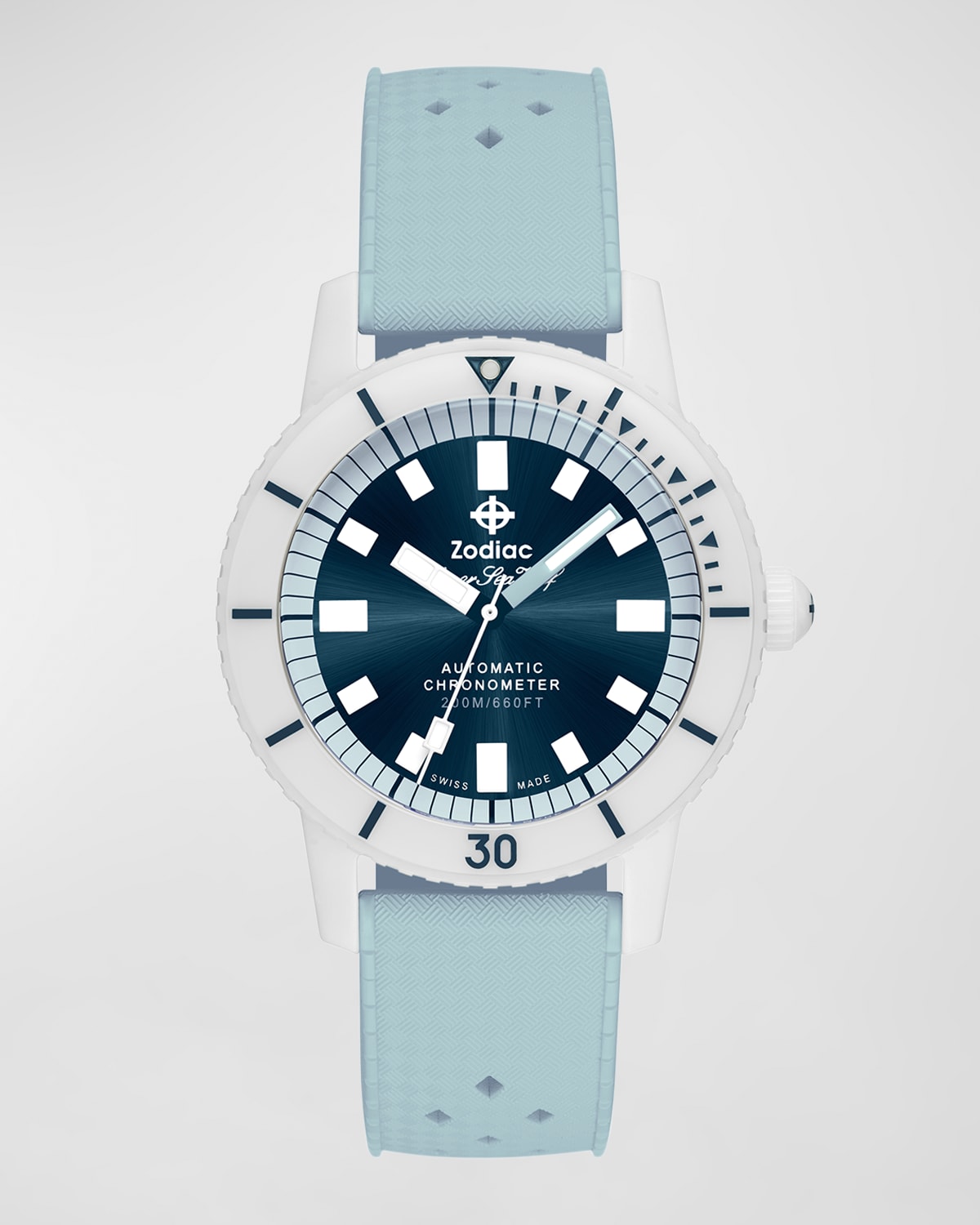 Men's Super Sea Wolf Ceramic Compression Automatic Blue Rubber Strap Watch, 41mm