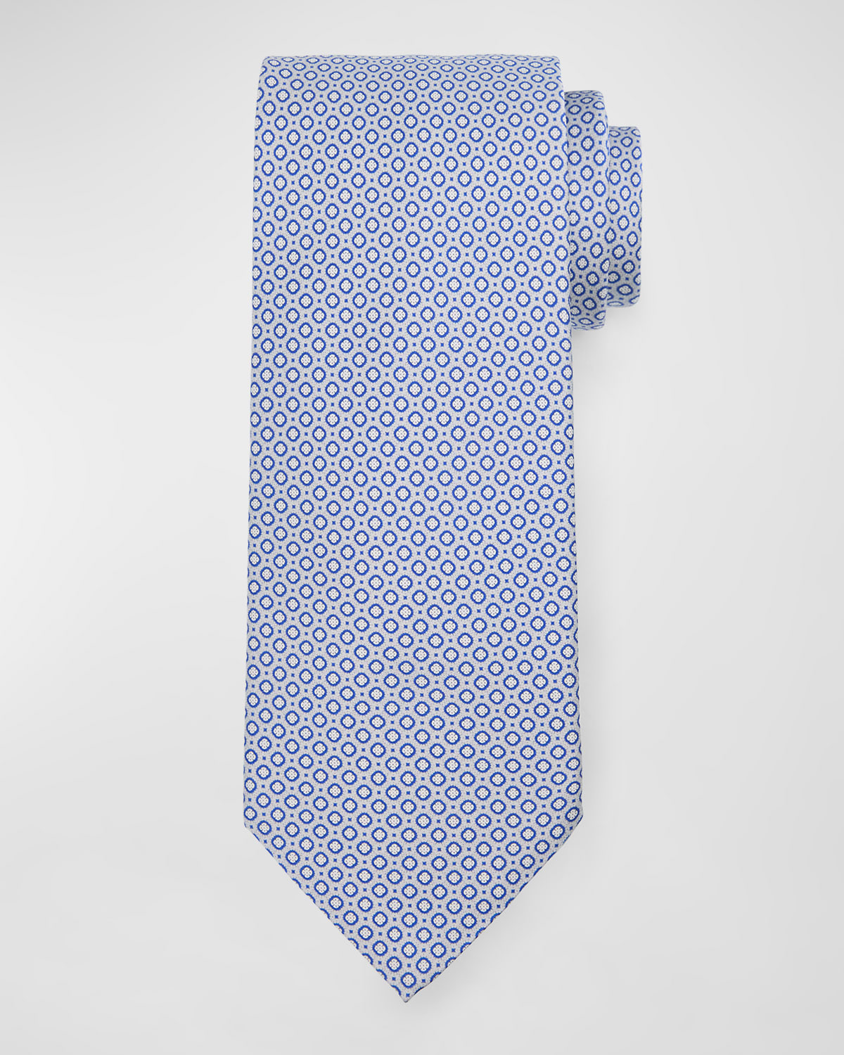 Shop Stefano Ricci Men's Silk Micro-geometric Tie In Blue   Grey