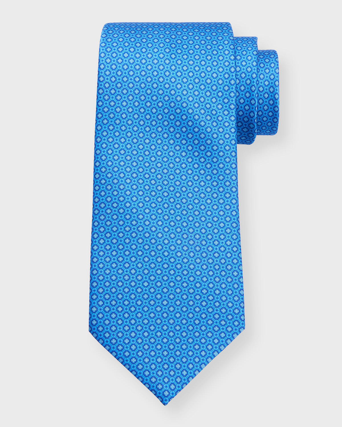 Stefano Ricci Men's Silk Micro-geometric Tie In Blue Light Blue