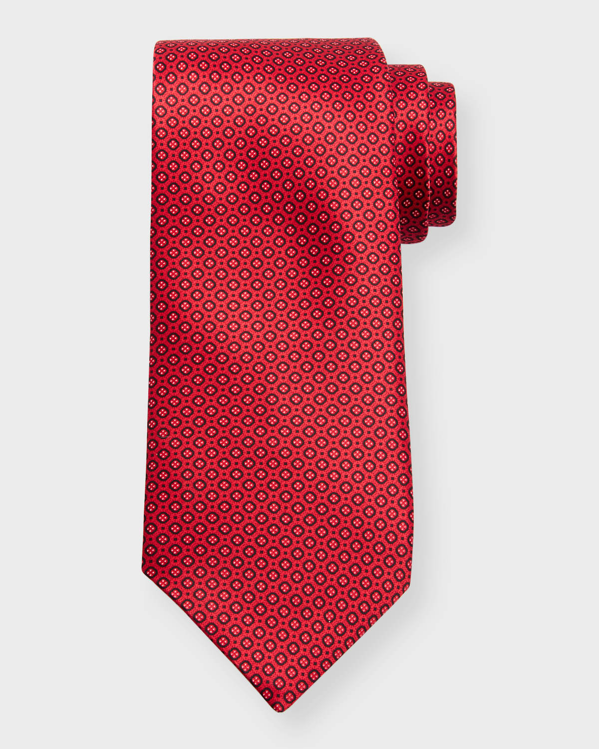 Stefano Ricci Men's Silk Micro-geometric Tie In Black Red