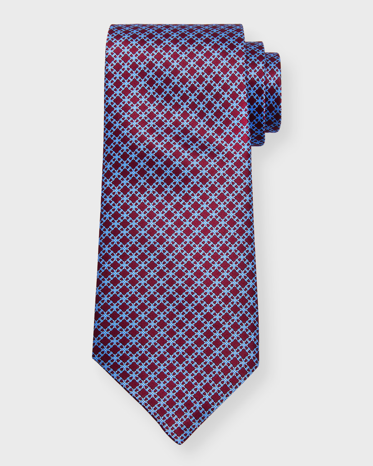 Stefano Ricci Men's Silk Multi-grid Tie In Bordeaux Light