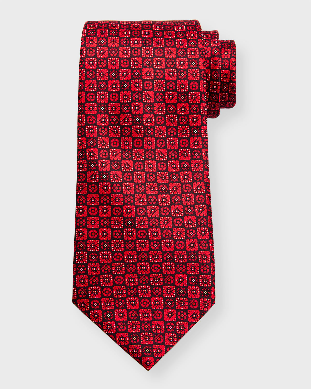 Stefano Ricci Men's Silk Medallion-print Tie In Black Red