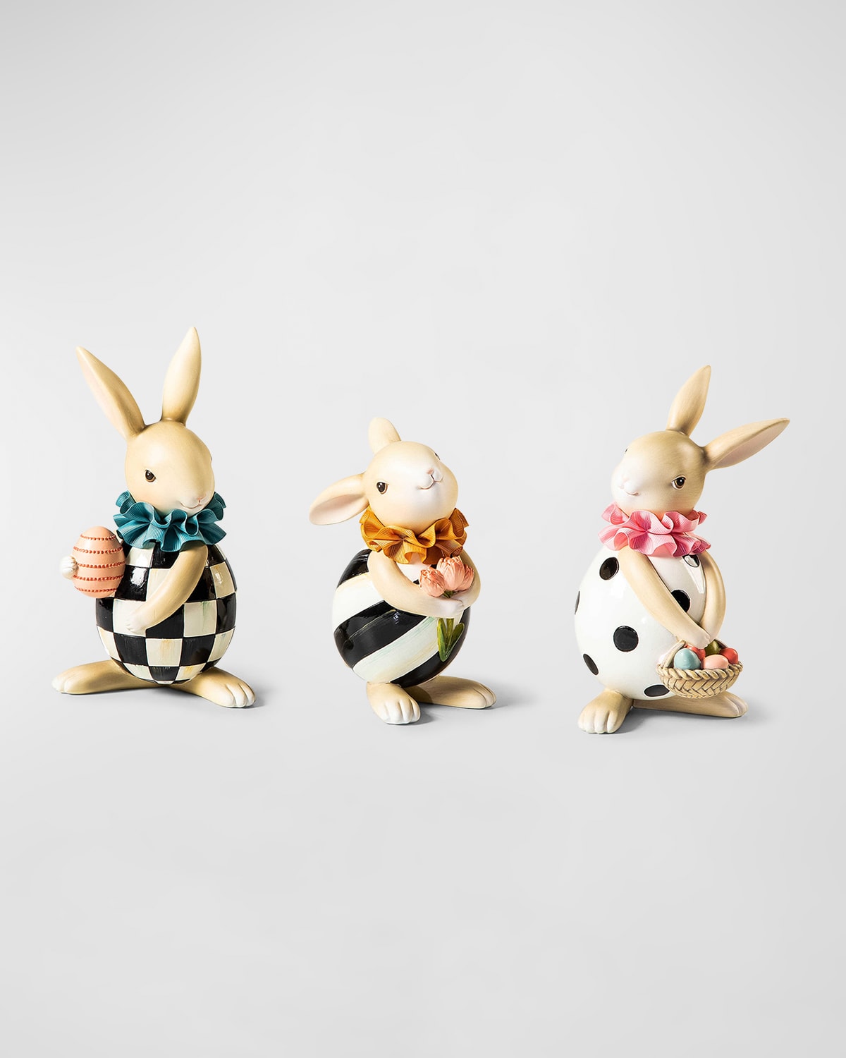 Mackenzie-childs Spring Fling Rabbit Trio In Multi