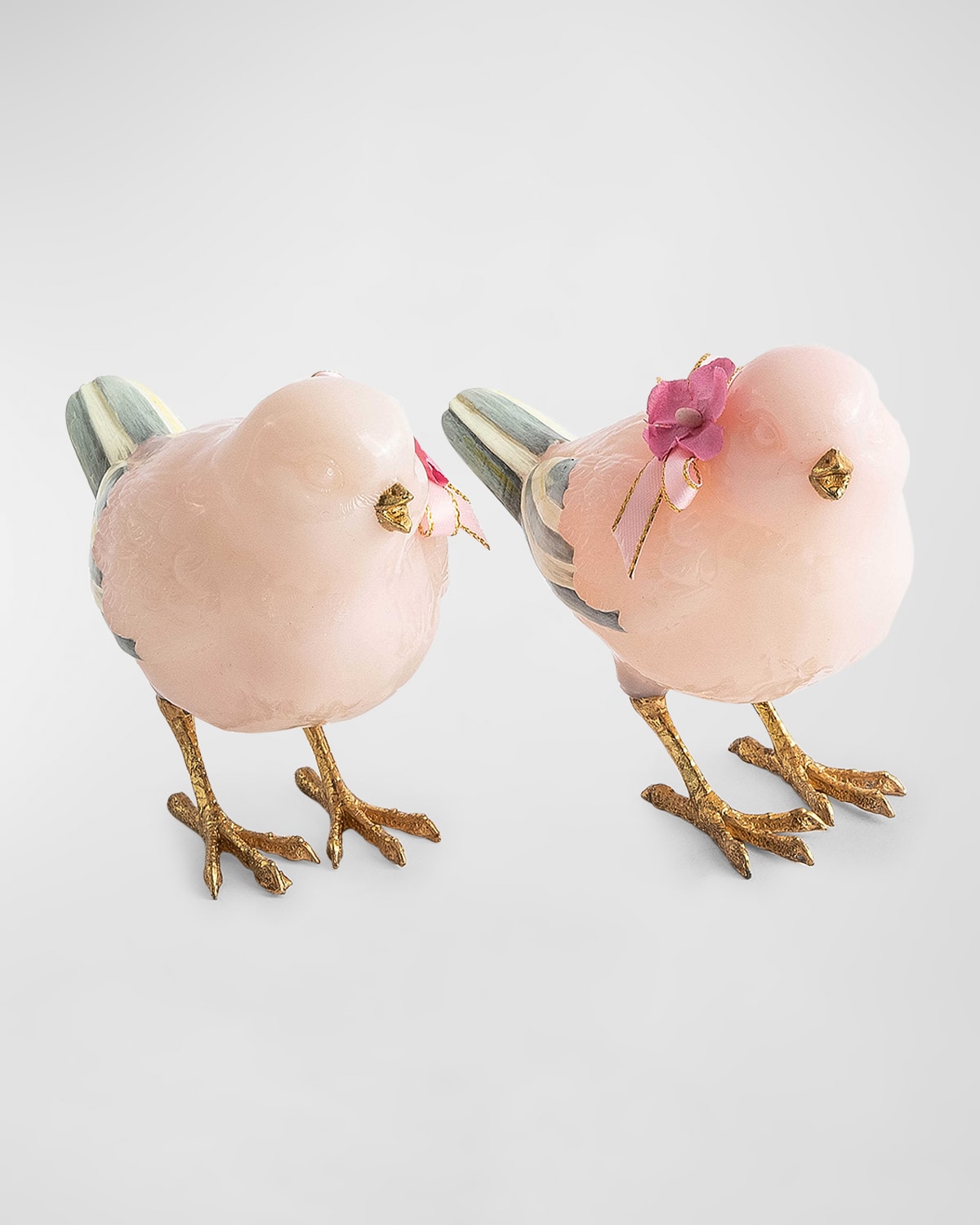 Mackenzie-childs Touch Of Pink 2-piece Milk Pink Birds Set