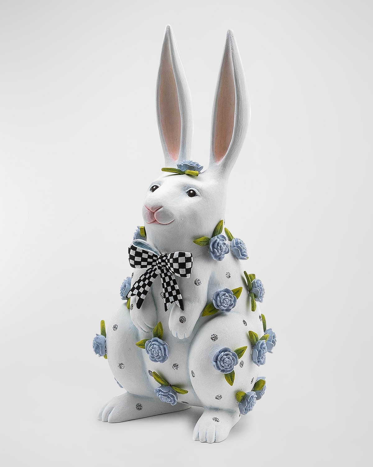 Patience Brewster Periwinkle Peony Rabbit Figure In White