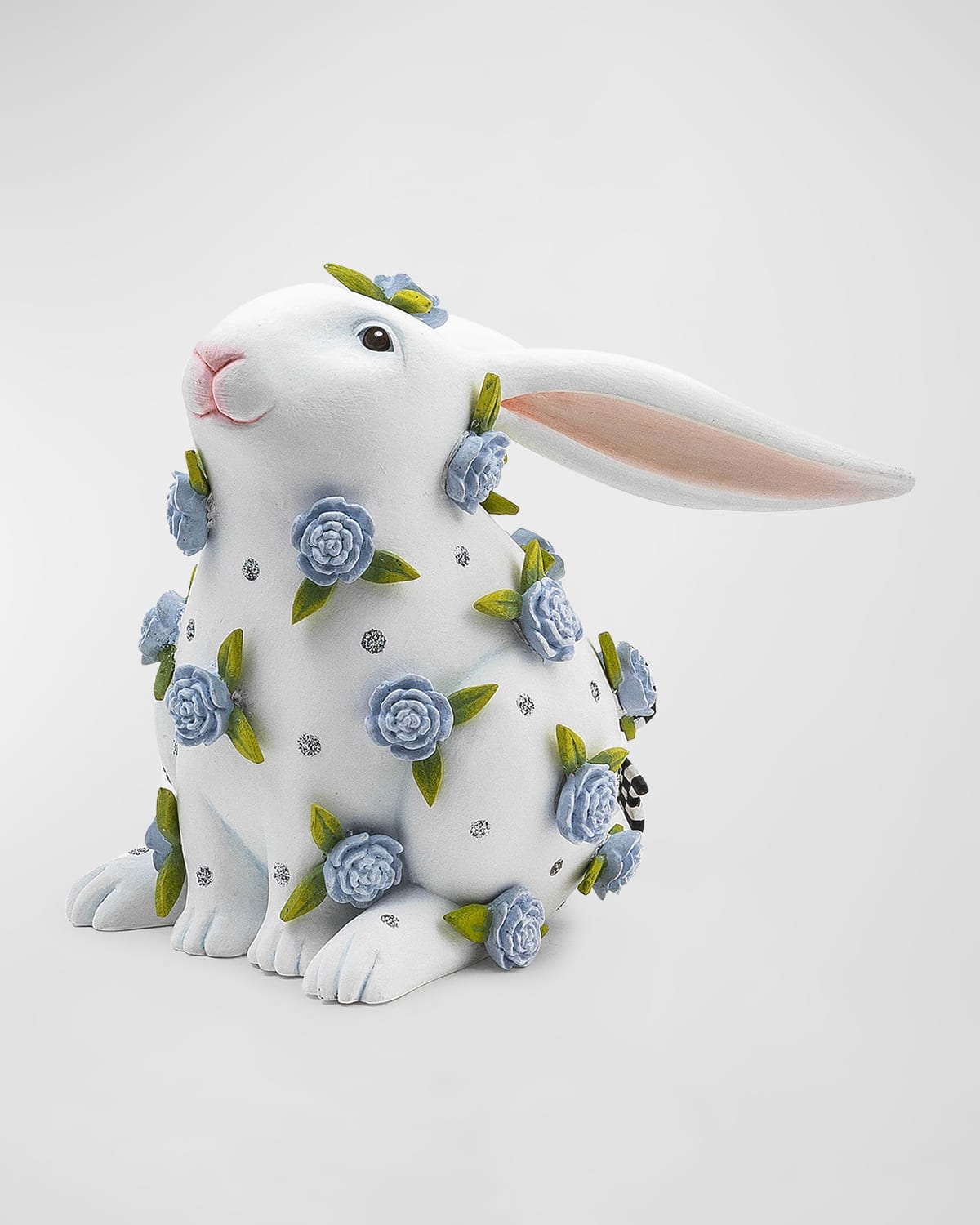Patience Brewster Periwinkle Peony Sitting Rabbit Figure In White