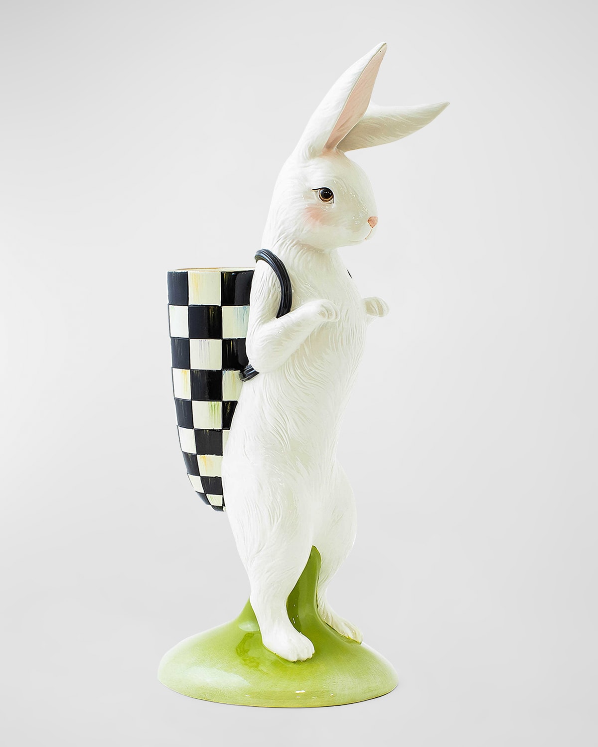 Mackenzie-childs Spring Fling Hare On A Hike Figurine In White