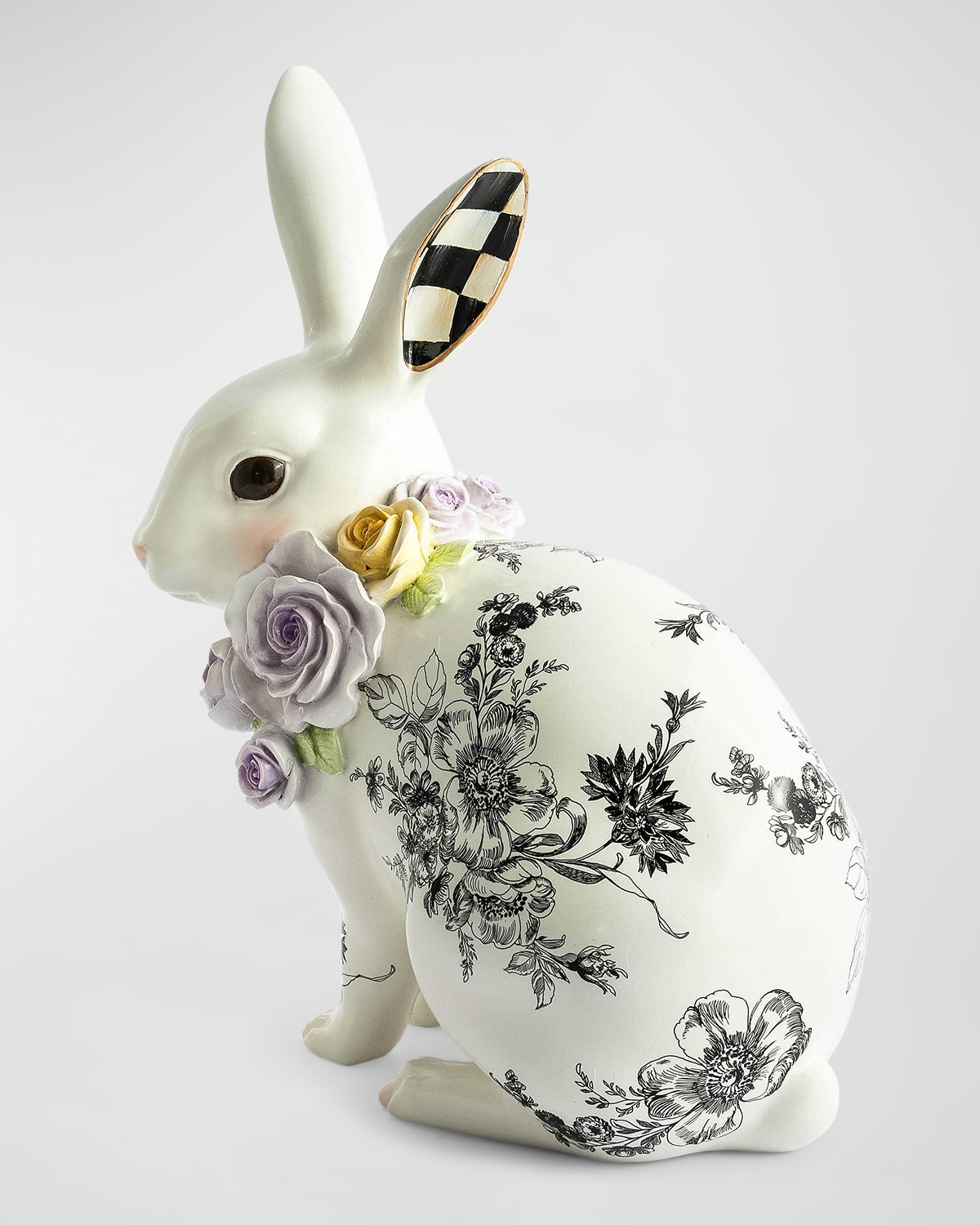 Mackenzie-childs Tall Butterfly Toile Rabbit In White