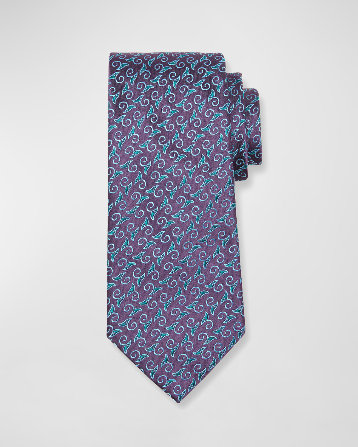 Shop Charvet Men's Leaf And Curl Silk Tie In 10 Purple