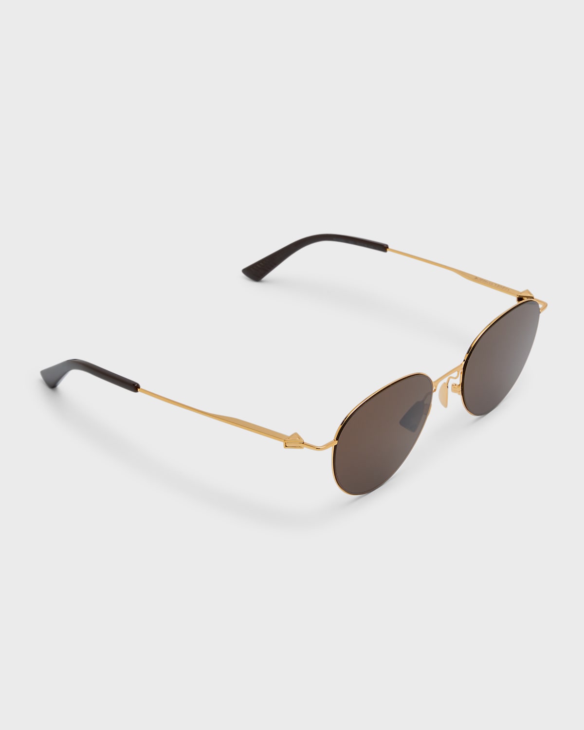 Bottega Veneta Men's Metal Round Sunglasses In Shiny Gold Btv