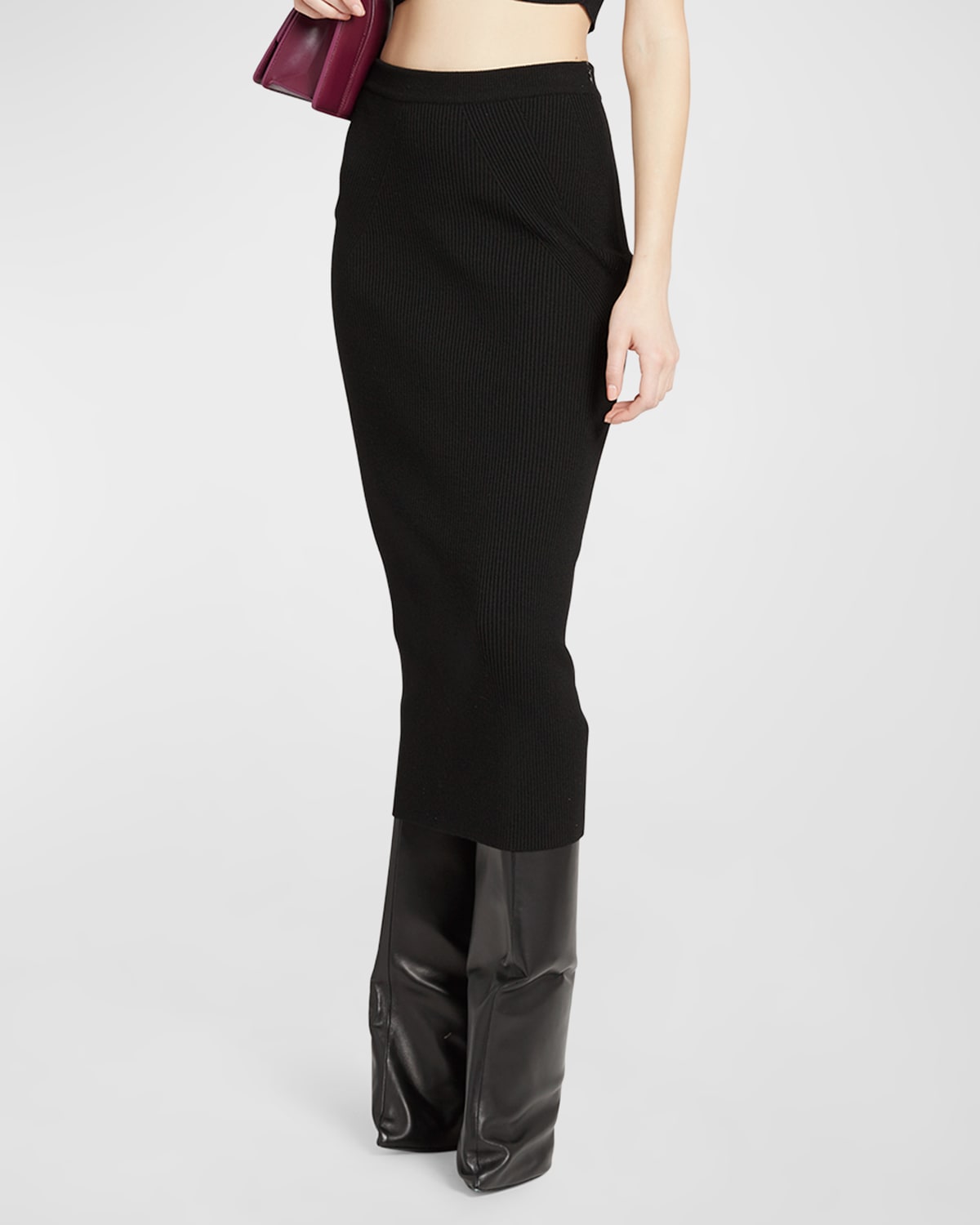 Alexander Mcqueen Alexander Mc Queen Black Ribbed Pencil Skirt In Black