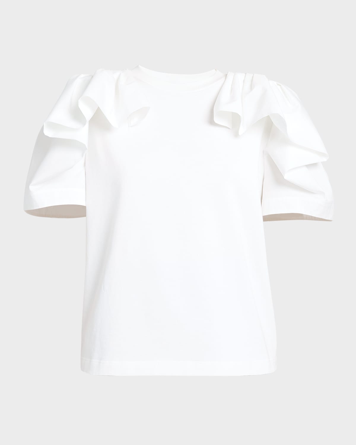 Shop Alexander Mcqueen Cut And Sew T-shirt With Ruffle Sleeves In White