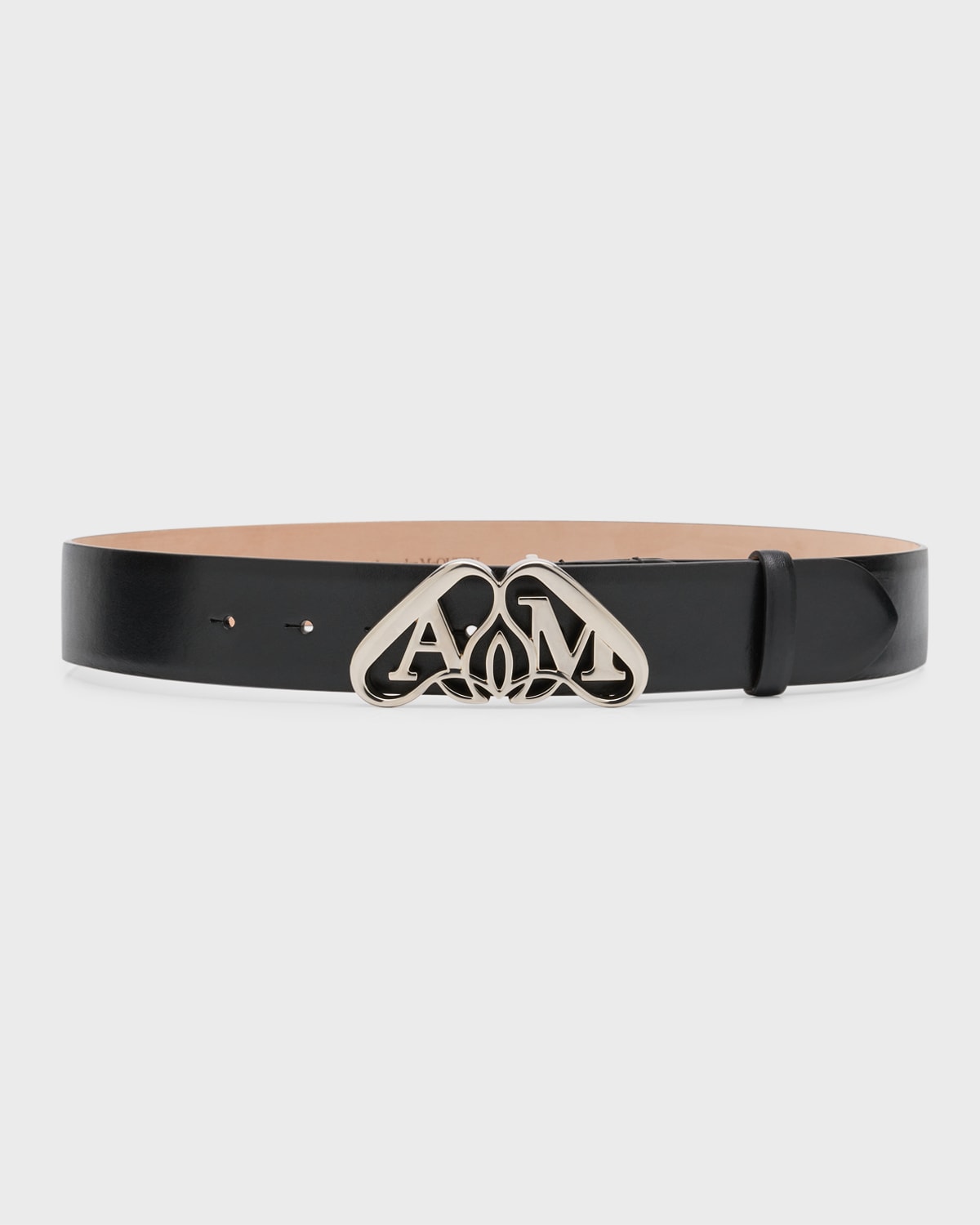 Shop Alexander Mcqueen 4 Cm Leather Belt With Logo Buckle In Black