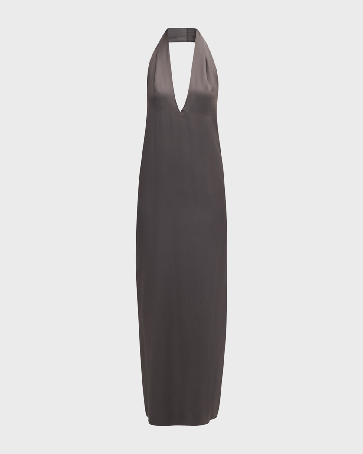 Shop Interior The Sybil Silk Halter Dress In Steel