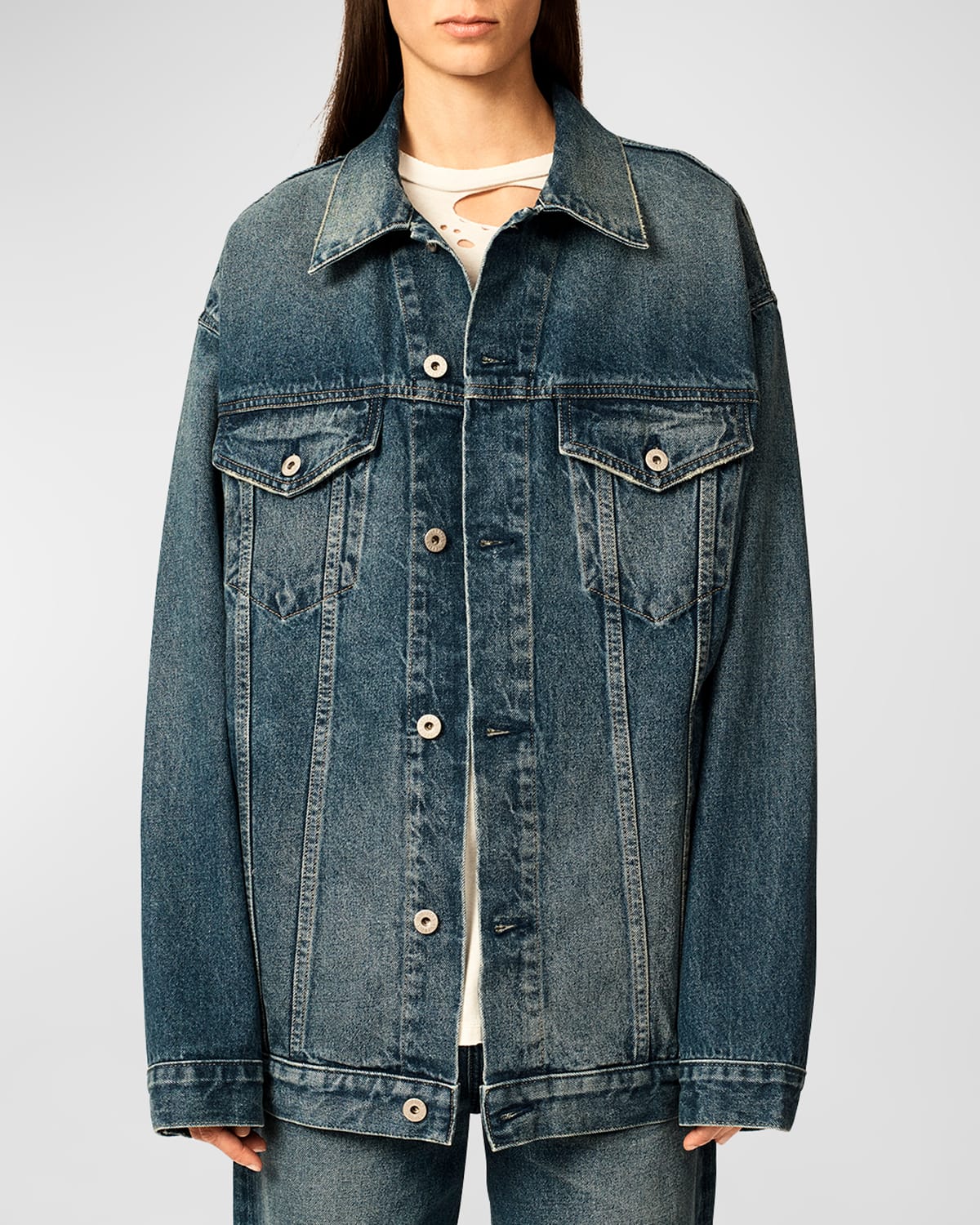 Interior Remy Oversized Denim Jacket In Classic