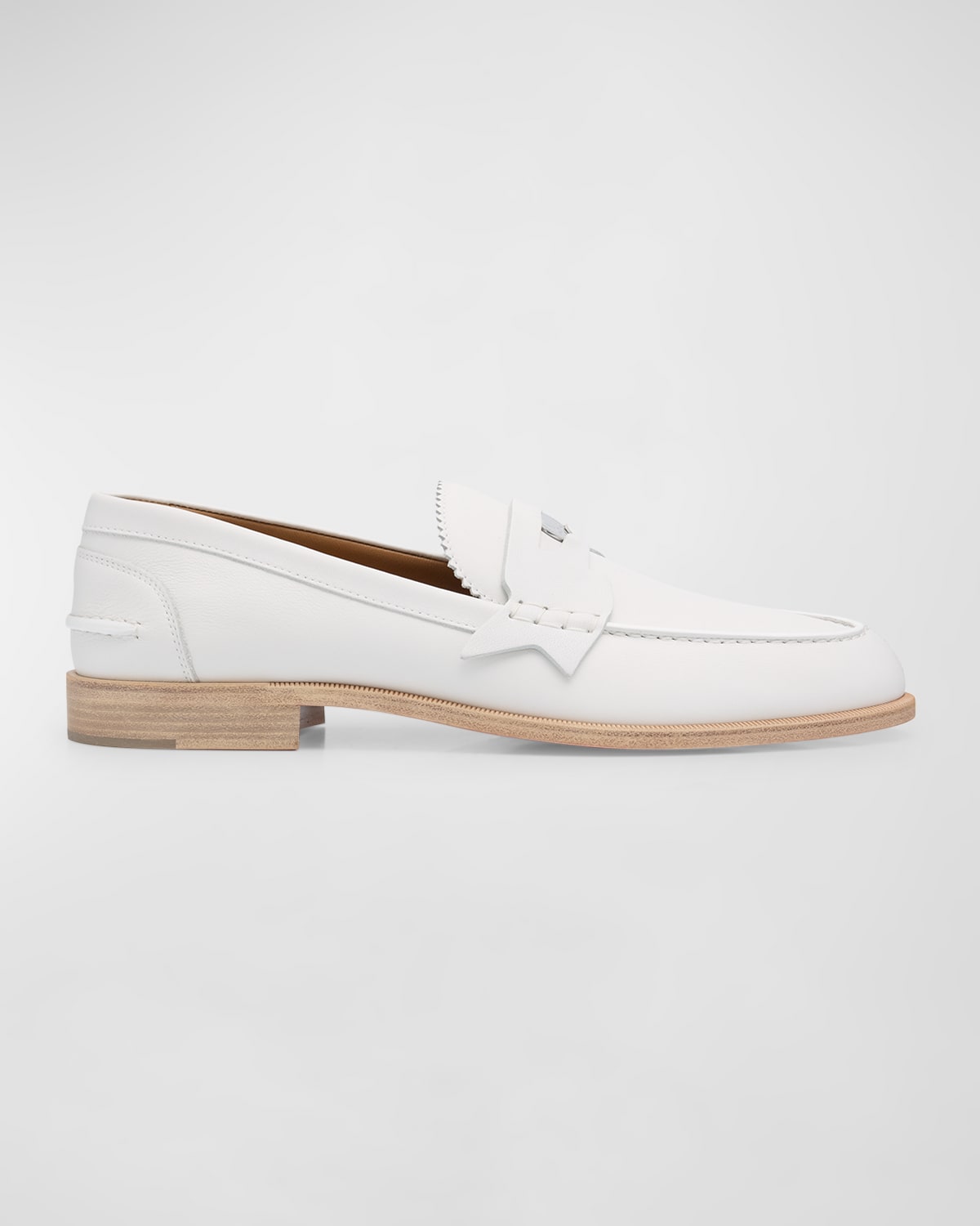 Shop Christian Louboutin Men's Leather Penny Loafers In White