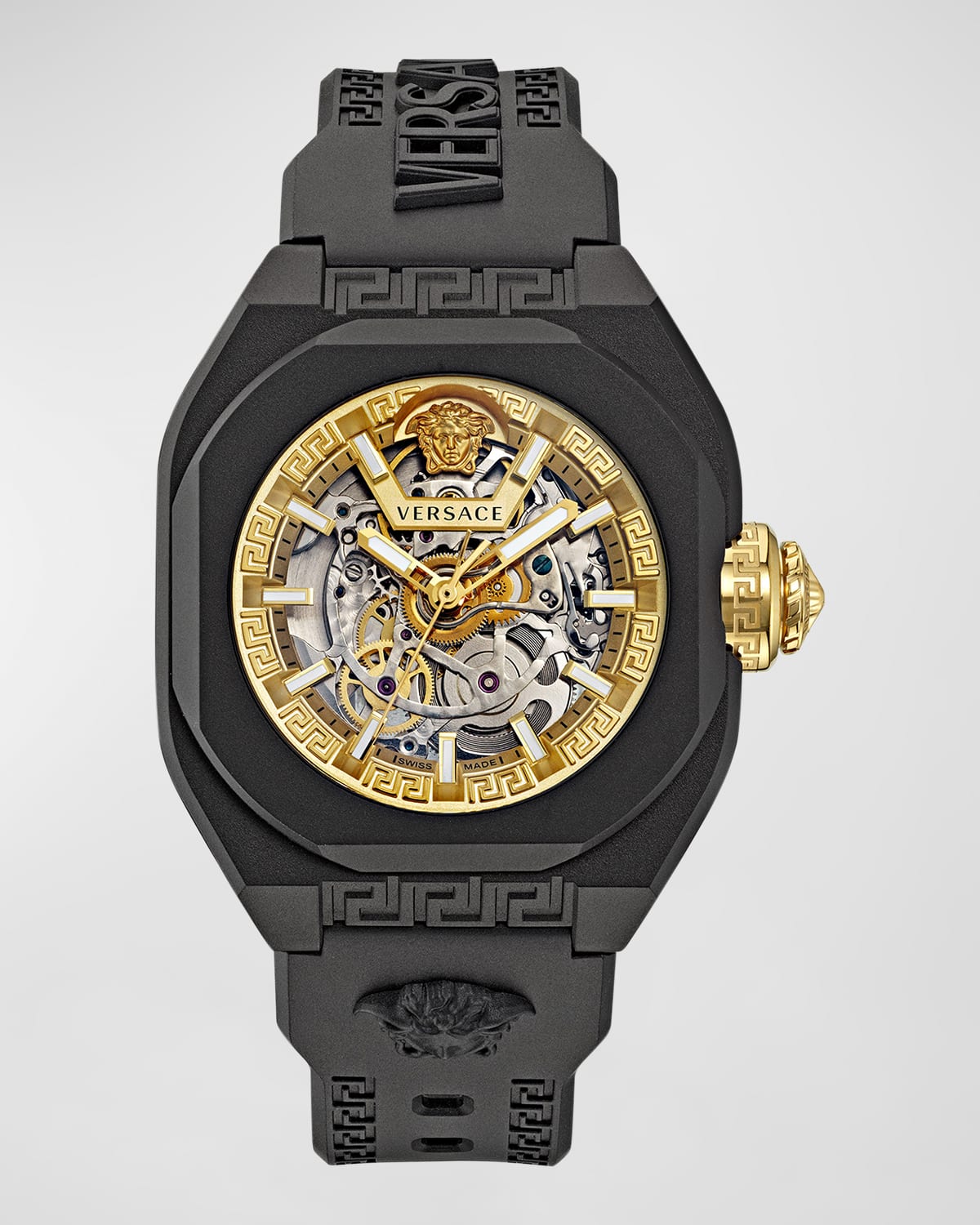 Shop Versace Men's V-legend Skeleton Watch, 42mm In Black Gold
