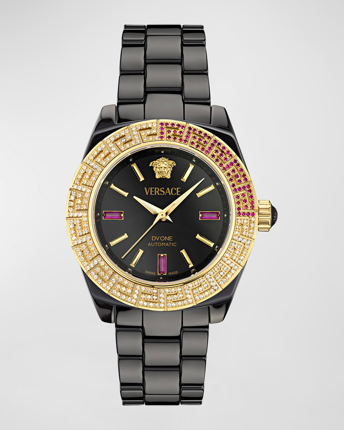 Versace 40mm Dv One Automatic Watch With Bracelet Strap, Black