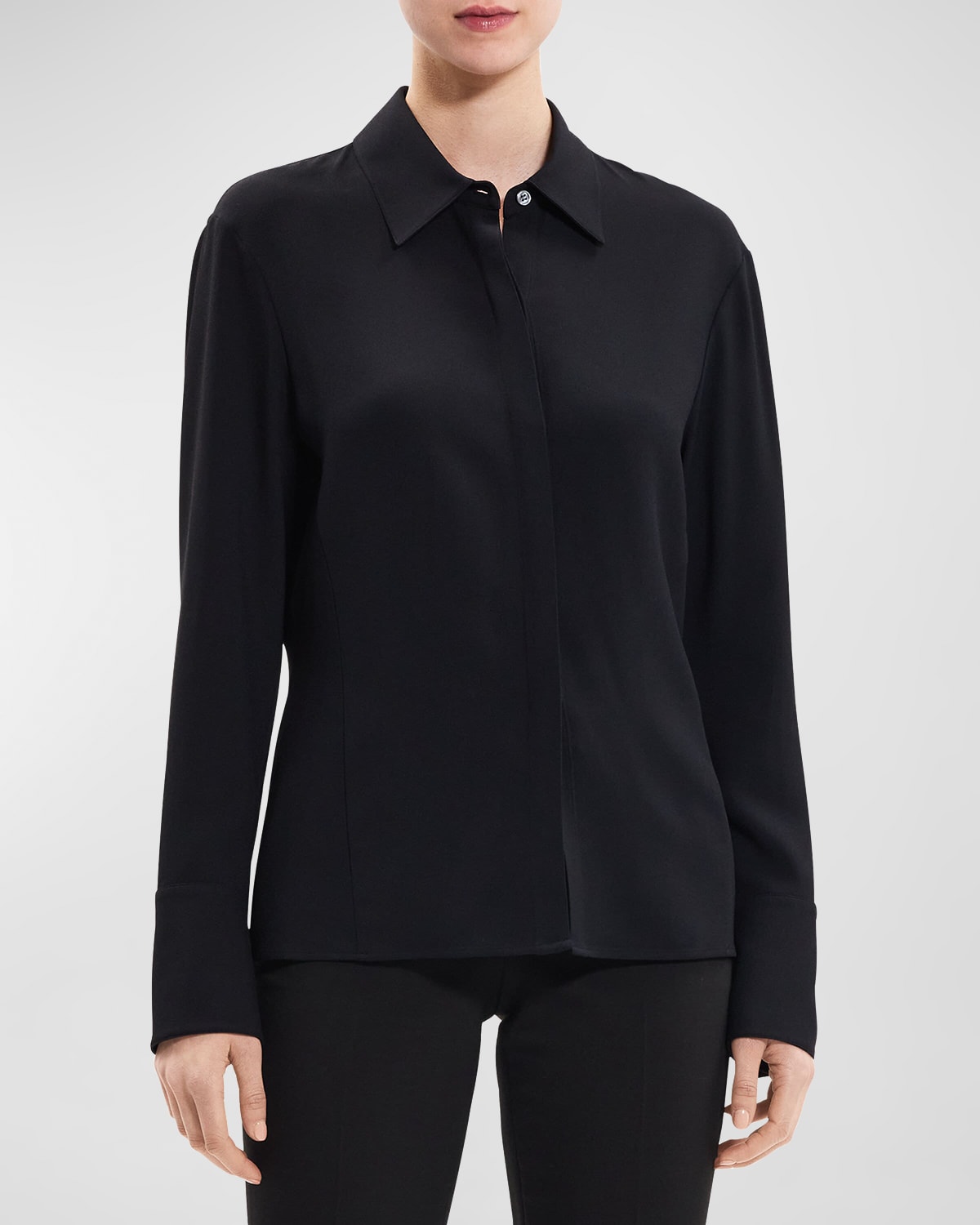 Theory Button Down Shirt In Blk