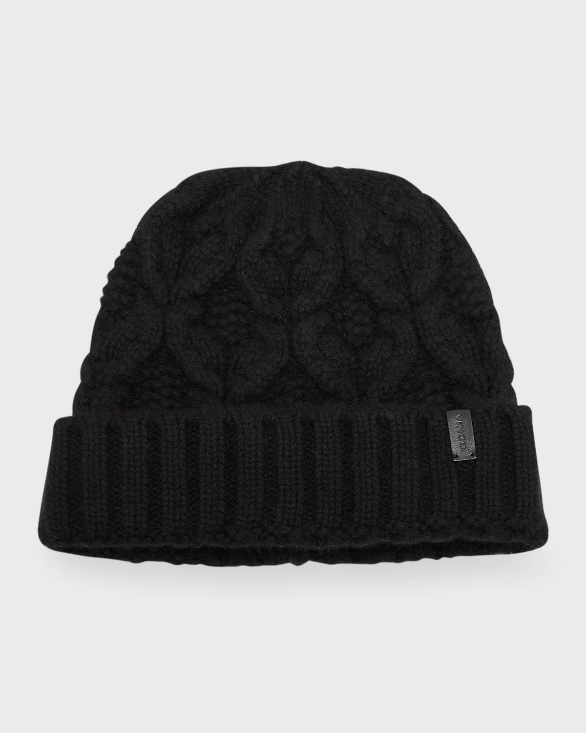 Vince Cable Knit Cashmere Beanie In Black