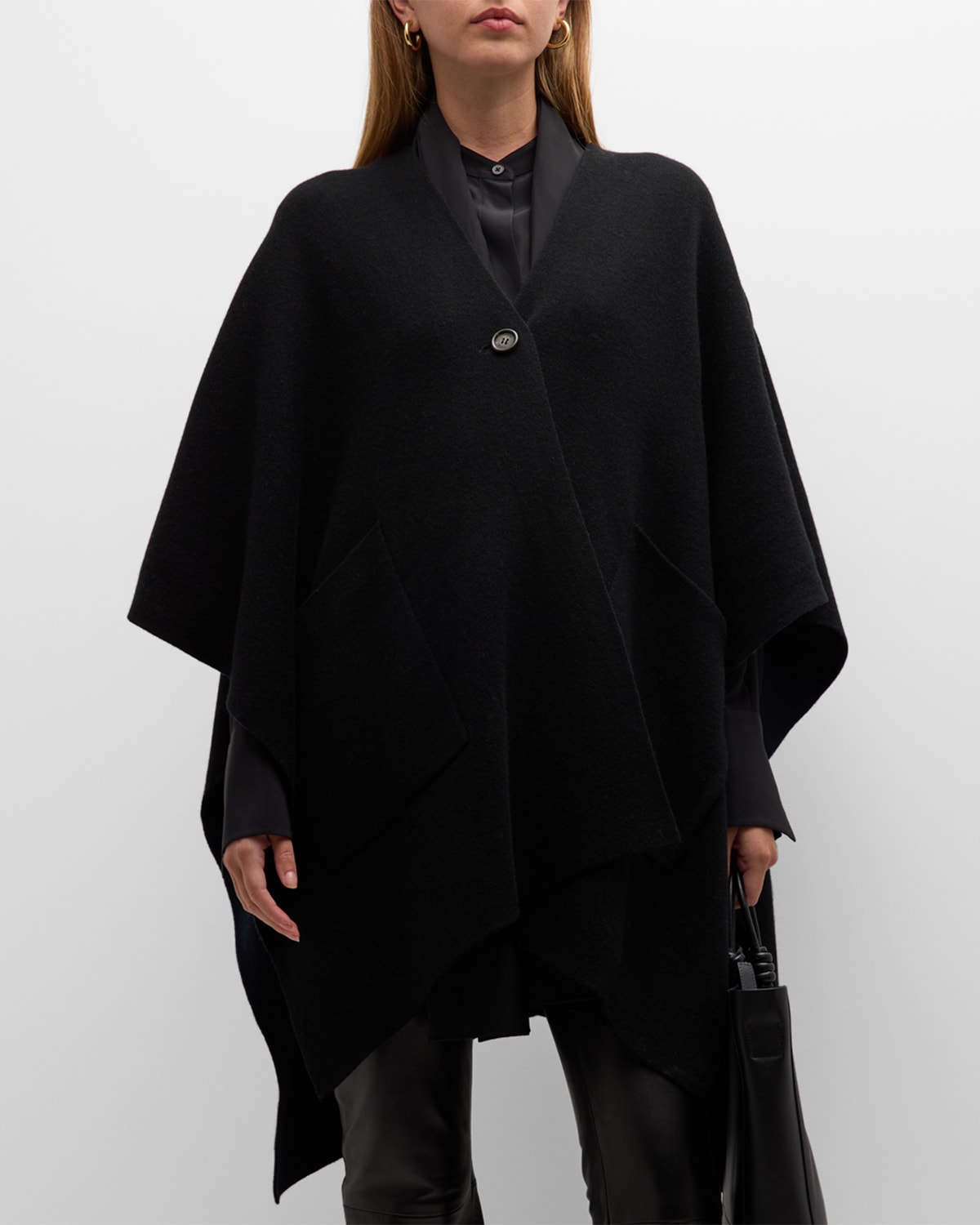 Vince Double-faced Knit Wool & Cashmere Cape