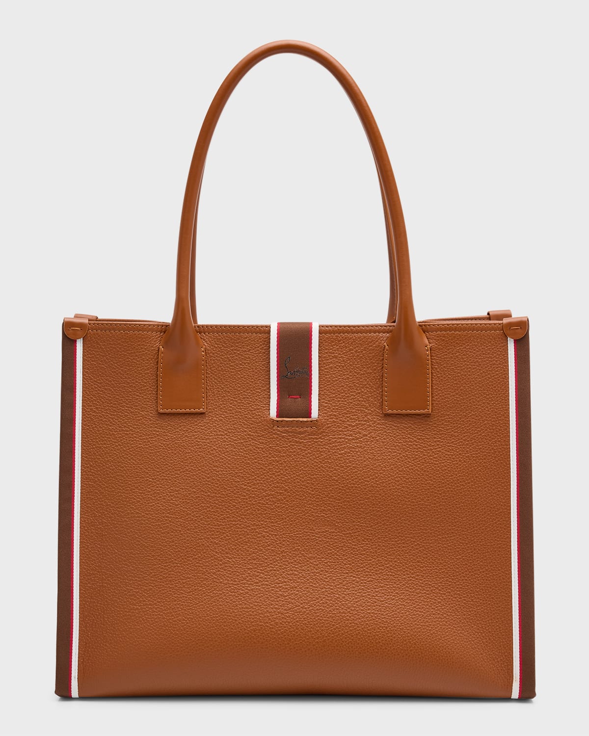 Shop Christian Louboutin Men's Nastroloubi F. A.v. Large Leather Tote Bag In Cuoio/cuoio/multi