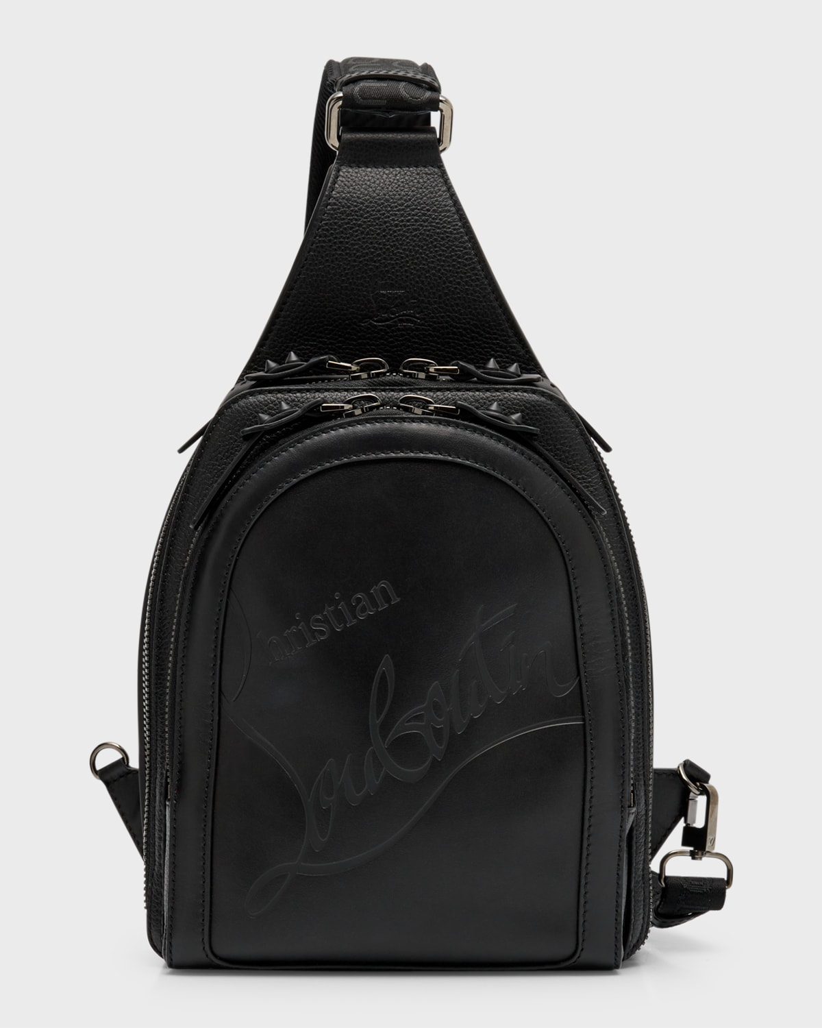 Shop Christian Louboutin Men's Loubifunk Leather Sling Crossbody Bag In Black/black/black