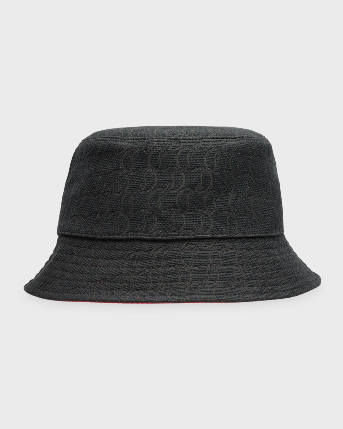 Shop Christian Louboutin Men's Bobino Jacquard Monogram Bucket Hat In Black