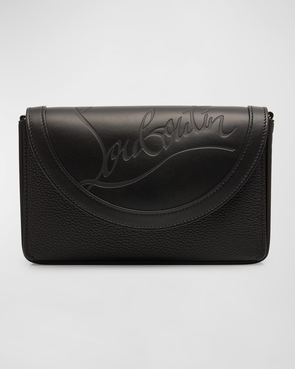 Shop Christian Louboutin Men's Explorafunk Leather Wallet On Strap In Black/black/black