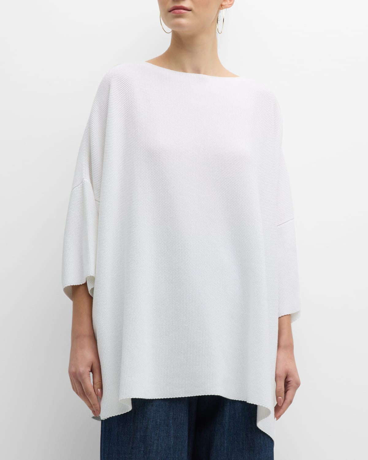 Shop Eskandar Square 3/4 Sleeve Top (long Length) In White