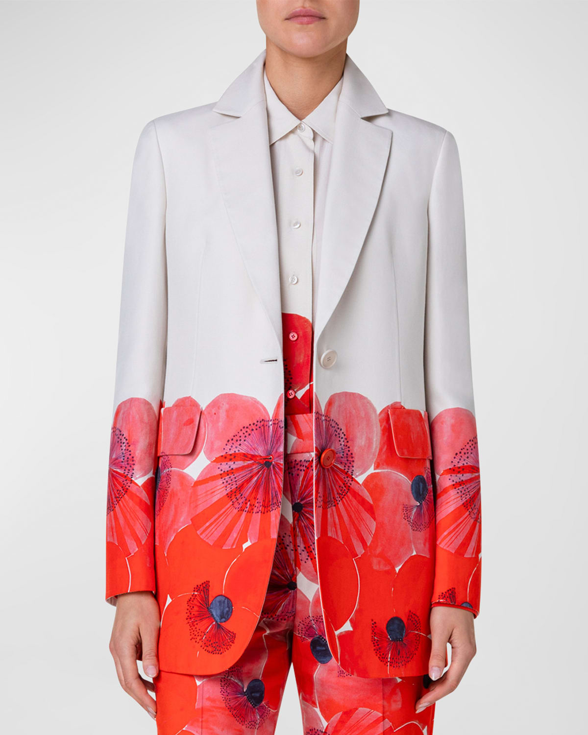 Alvina Poppies Print Blazer Jacket