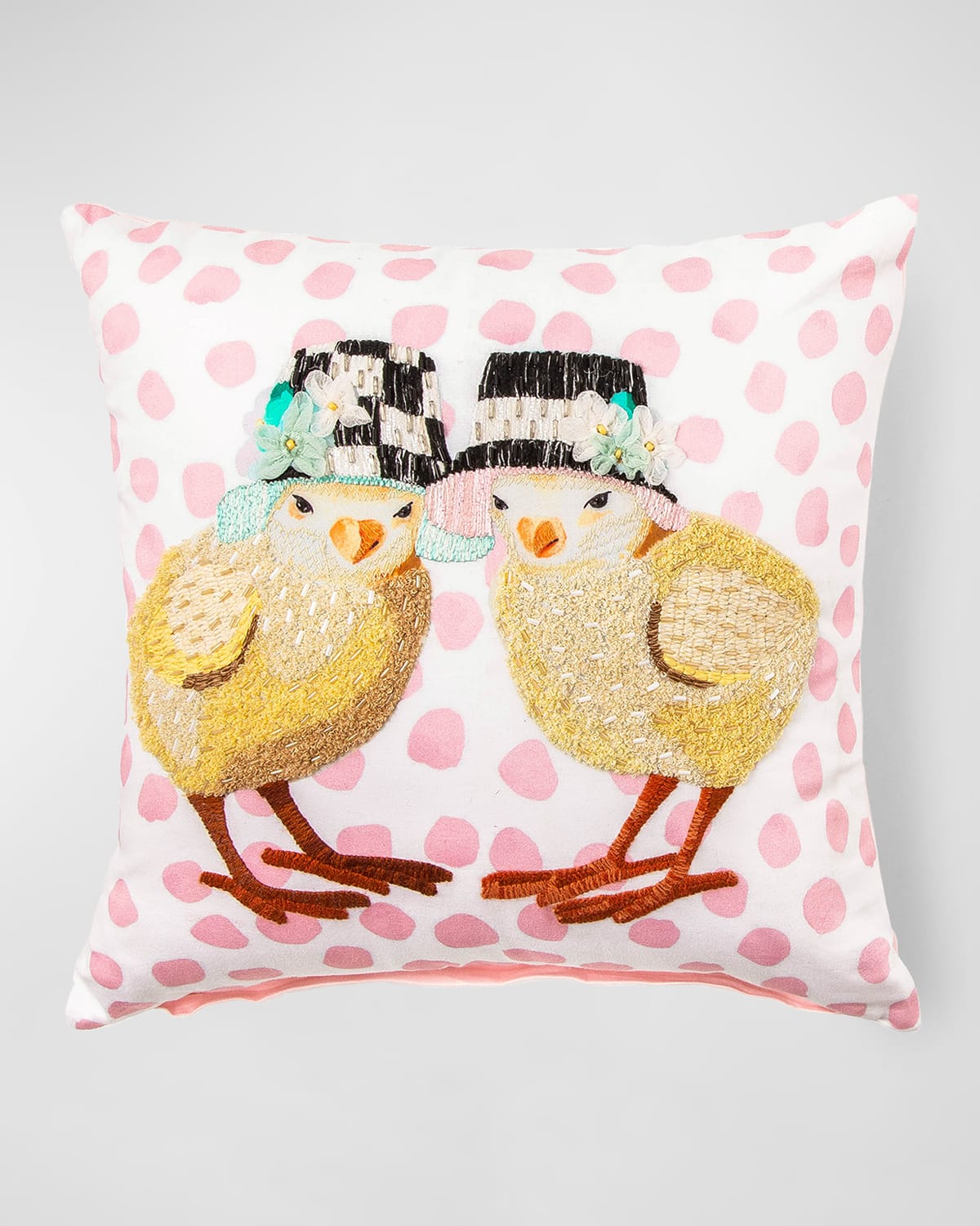 Mackenzie-childs Spring Chicks Pillow In Pink